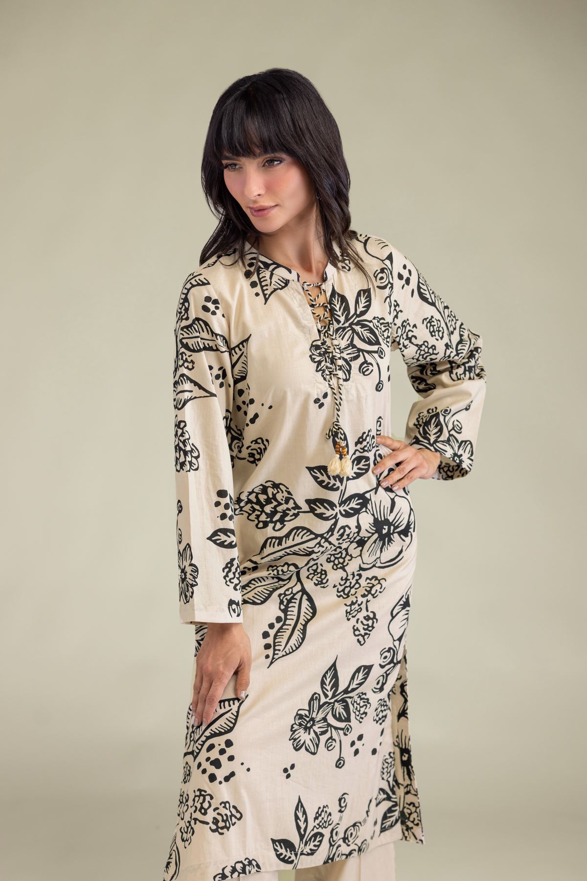 Printed Cambric Floral Cambric Kurta - 1-26-231-A-D1-VG