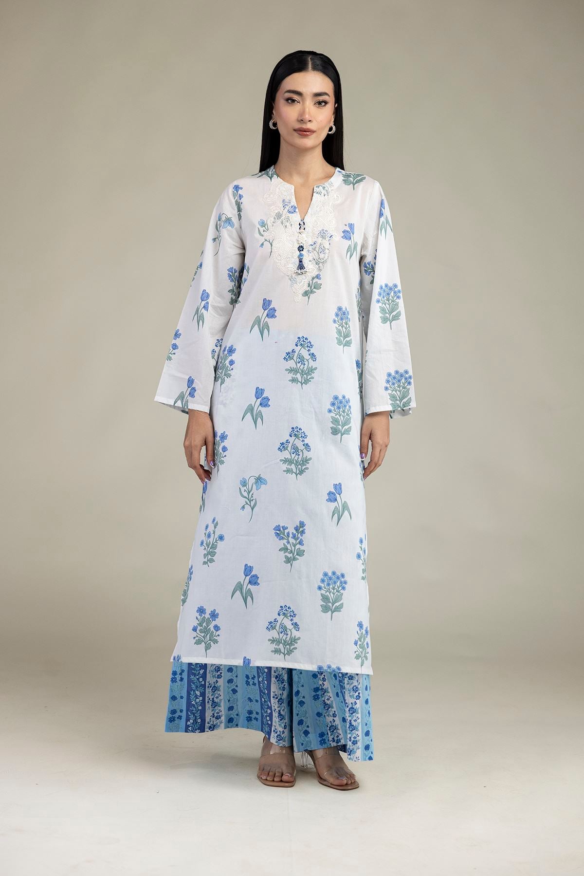 Embroidered Lawn Fabrics 2 Piece | Top and Bottom - A22-26-214FH1-VG