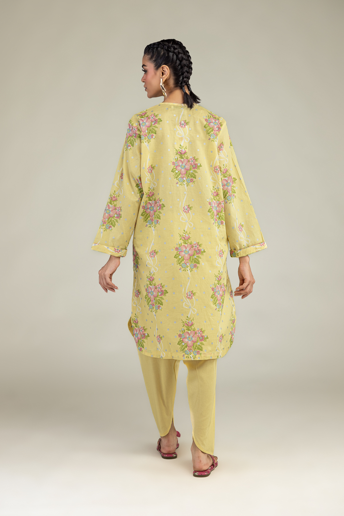 Printed Cambric Floral Yellow Kurta - 1-26-240-A-J1-VG