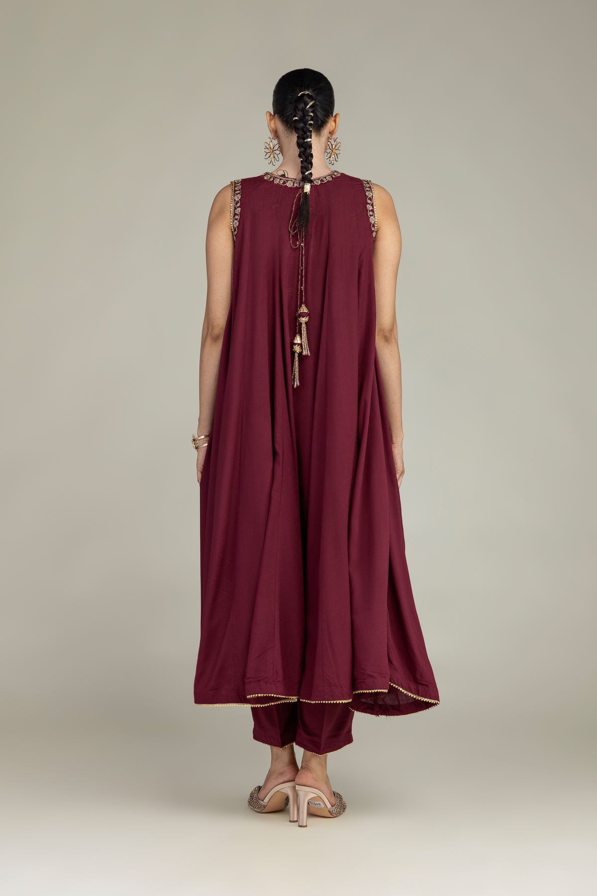 Embroidered Raw Silk Maroon Silk Kurta - 2-26-203-A-C1-VG