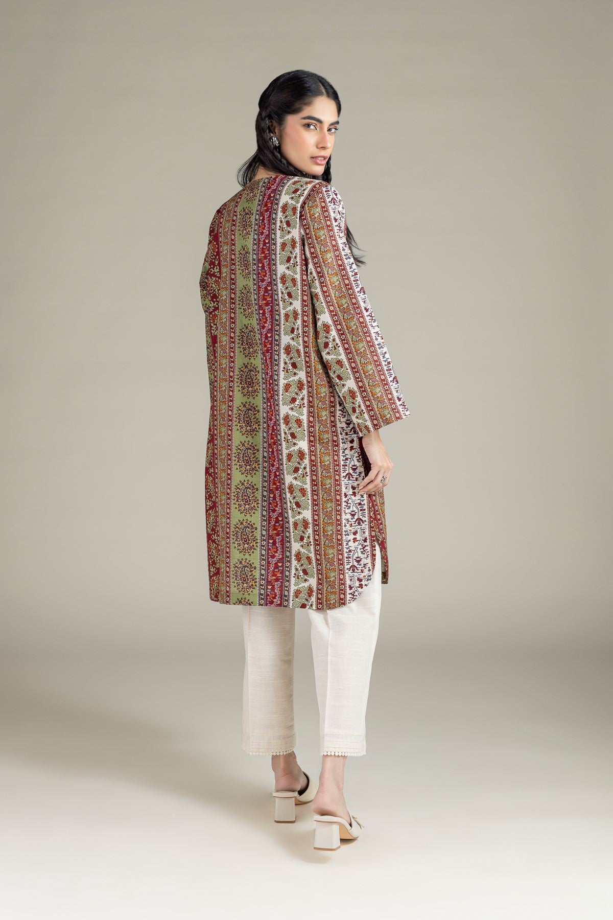 Printed Khaddar Kurta - 25-08-12E8-11TA-VG