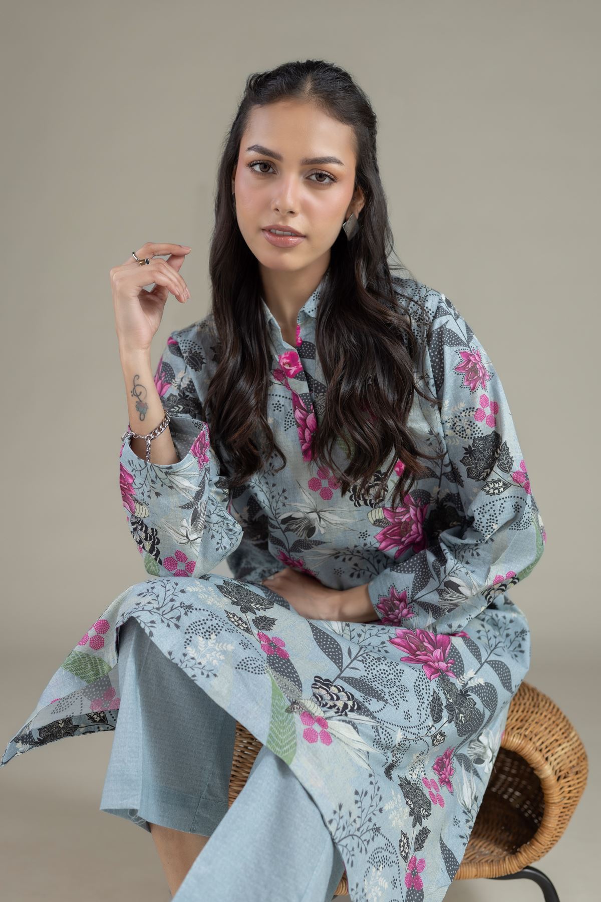 Printed Cotton Dobby Kurta - 25-10-12E12-03TA-VG
