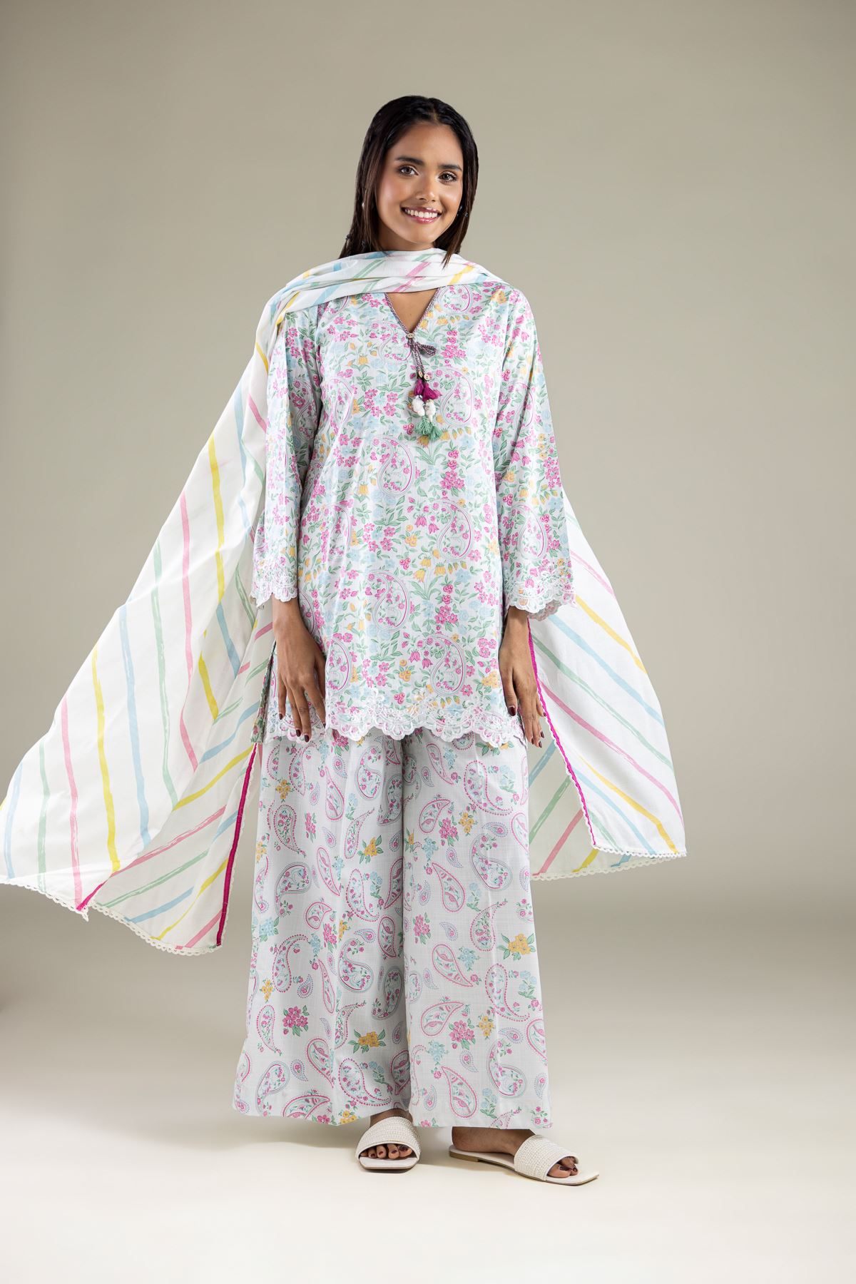 Embroidered Textured Lawn Dupatta - 1-26-123-A-G-VG