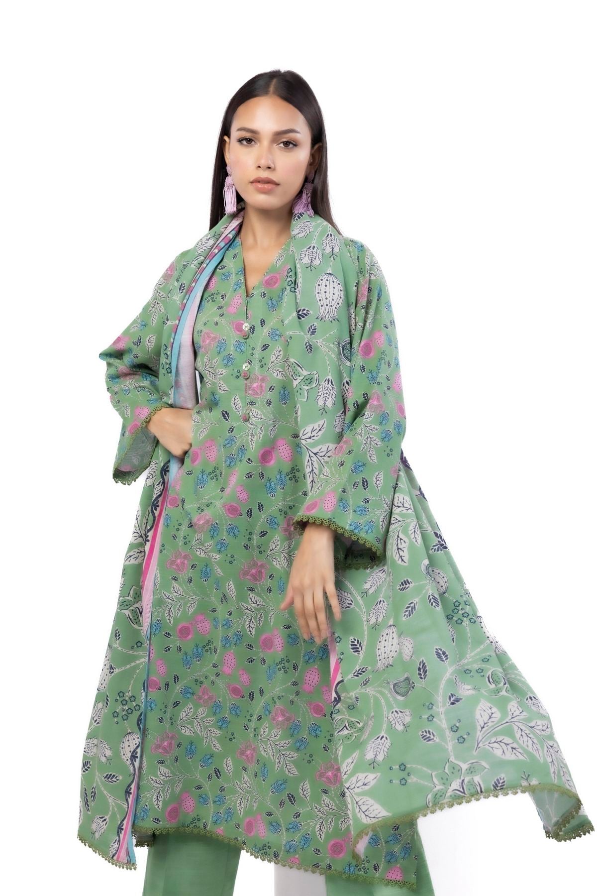 Printed Khaddar Fabrics 3 Piece - MT23A-VG