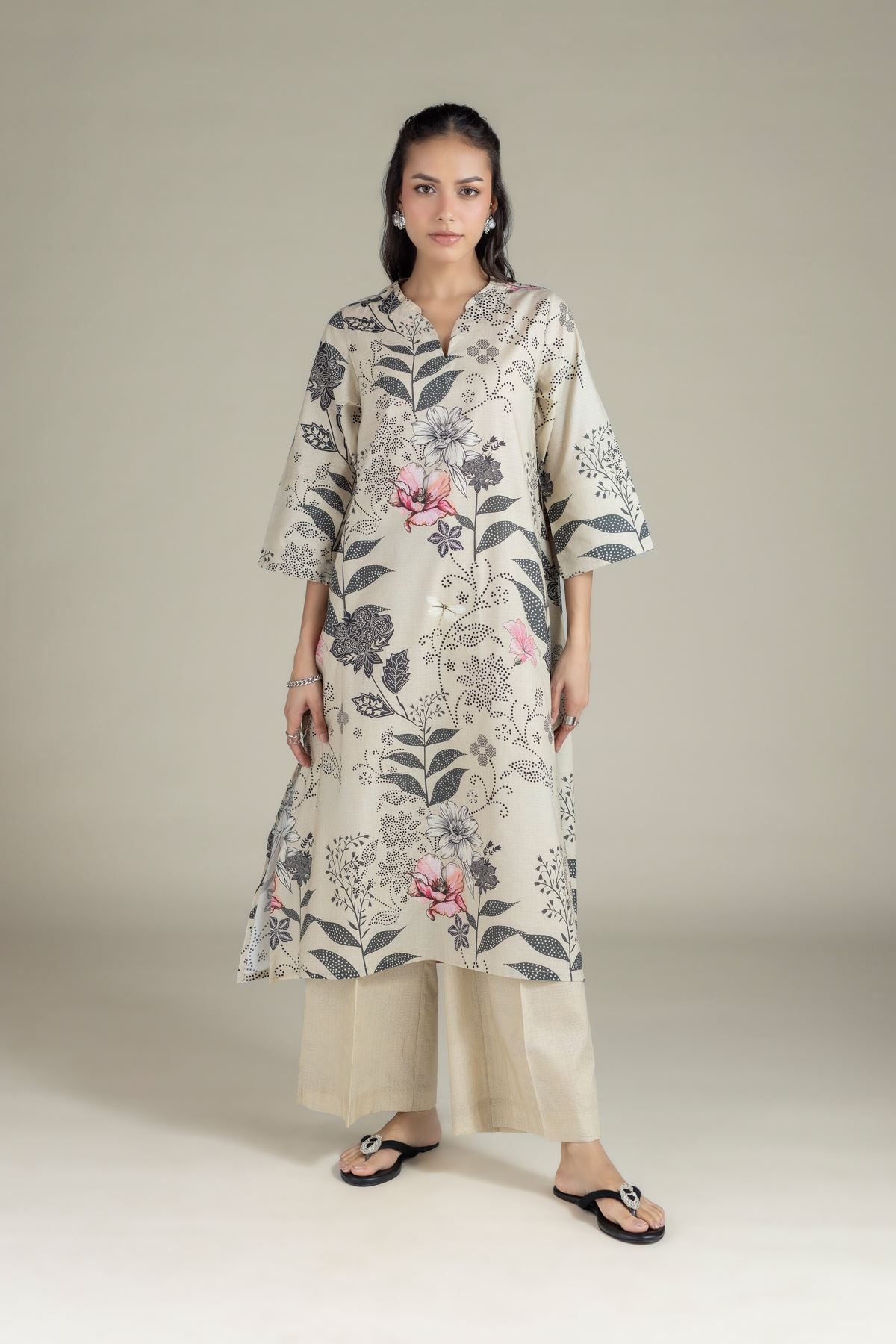 Printed Cotton Dobby Kurta - 25-00-X2-08TB-VG