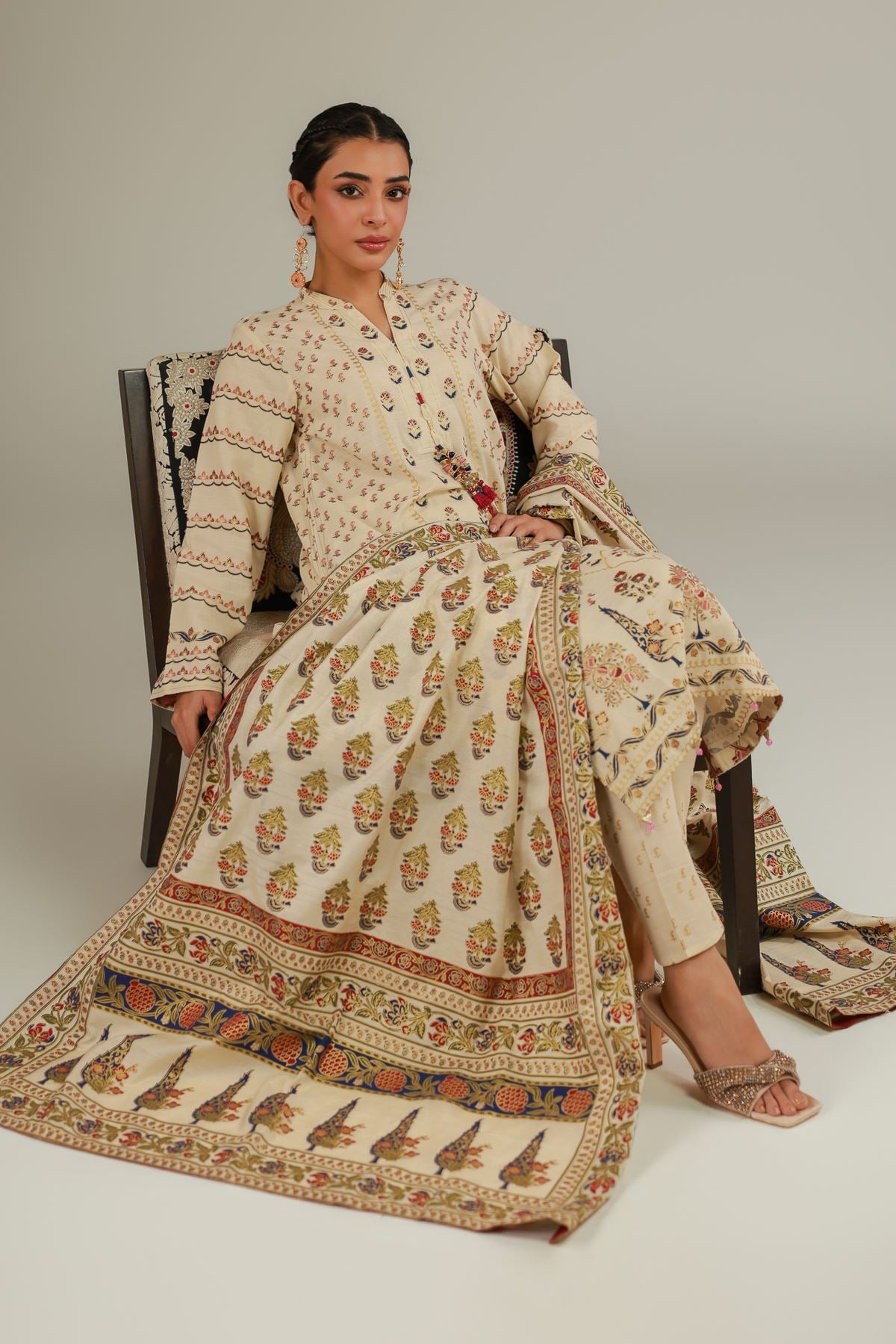 Raw Silk 3 Piece Co-ord Set - 12-26-114-F-E-VG