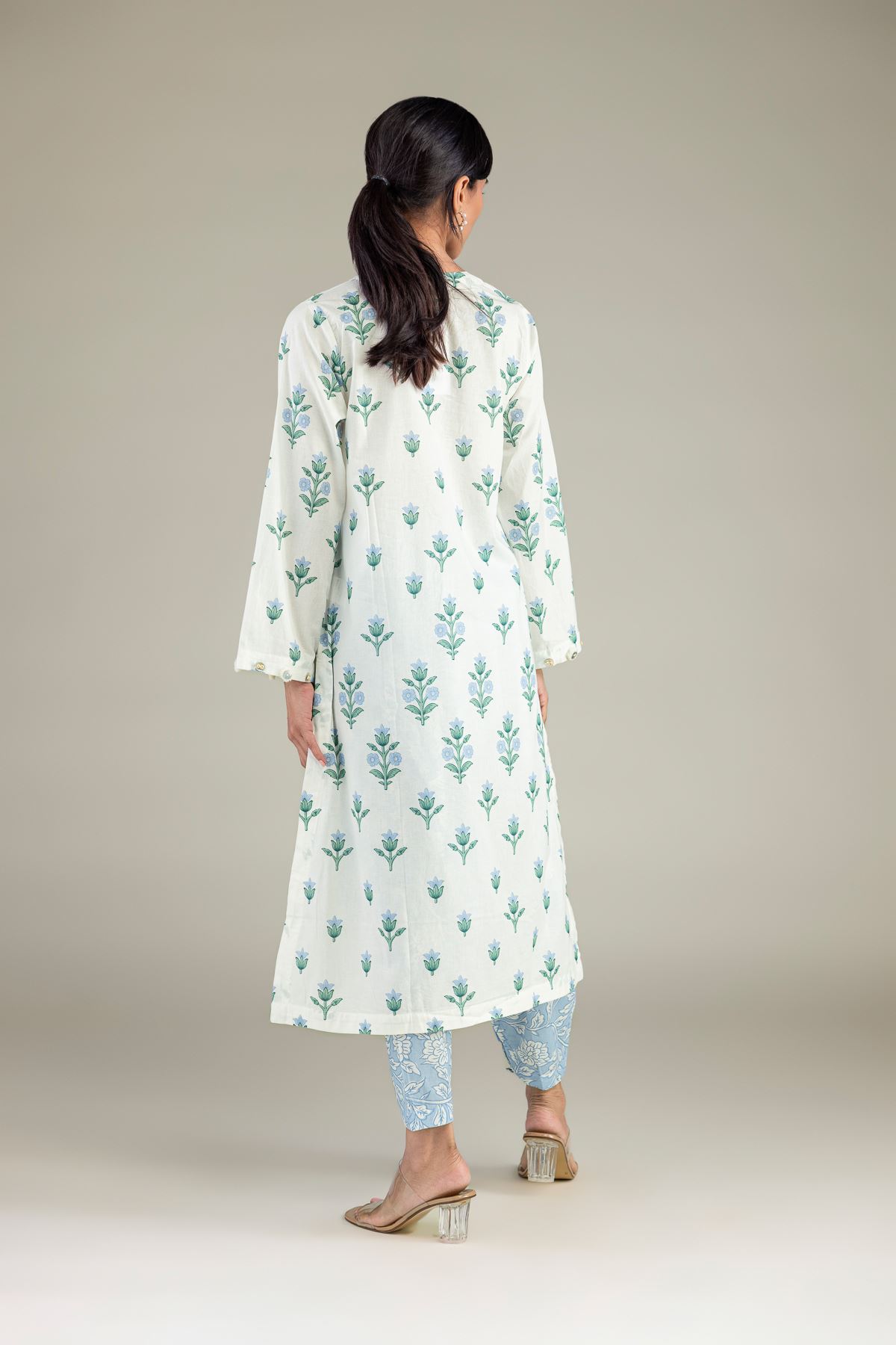 Cambric Floral Longline Kurta - T-A22-26-220FF1-VG