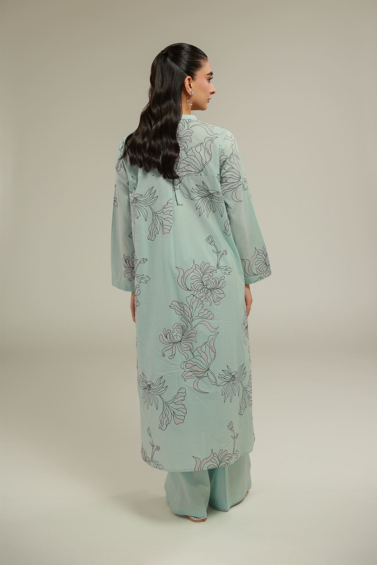 Cambric Floral Mint Kurta - 1-26-128-A-A-VG