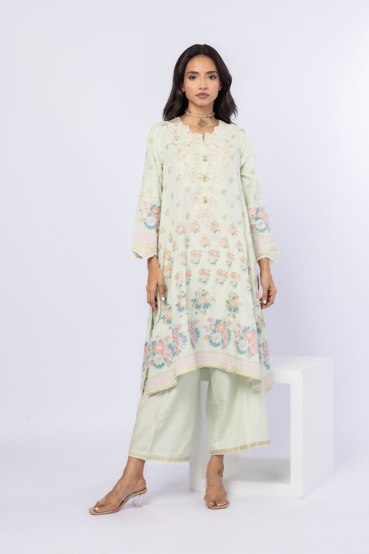 Printed Raw Silk Pants - 25-10-10S4-02TB-VG