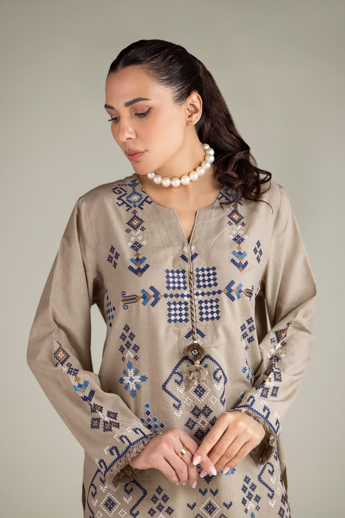 Embroidered Cambric Fabrics 2 Piece | Top and Bottom - A11-26-111FE1-VG