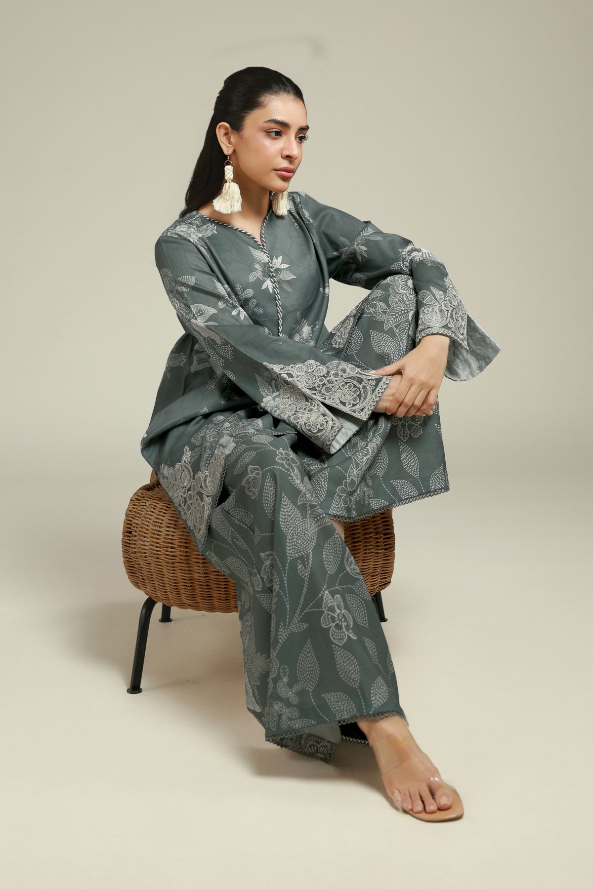 Printed Satin Fabrics 2 Piece - A112-26-107EC1-VG
