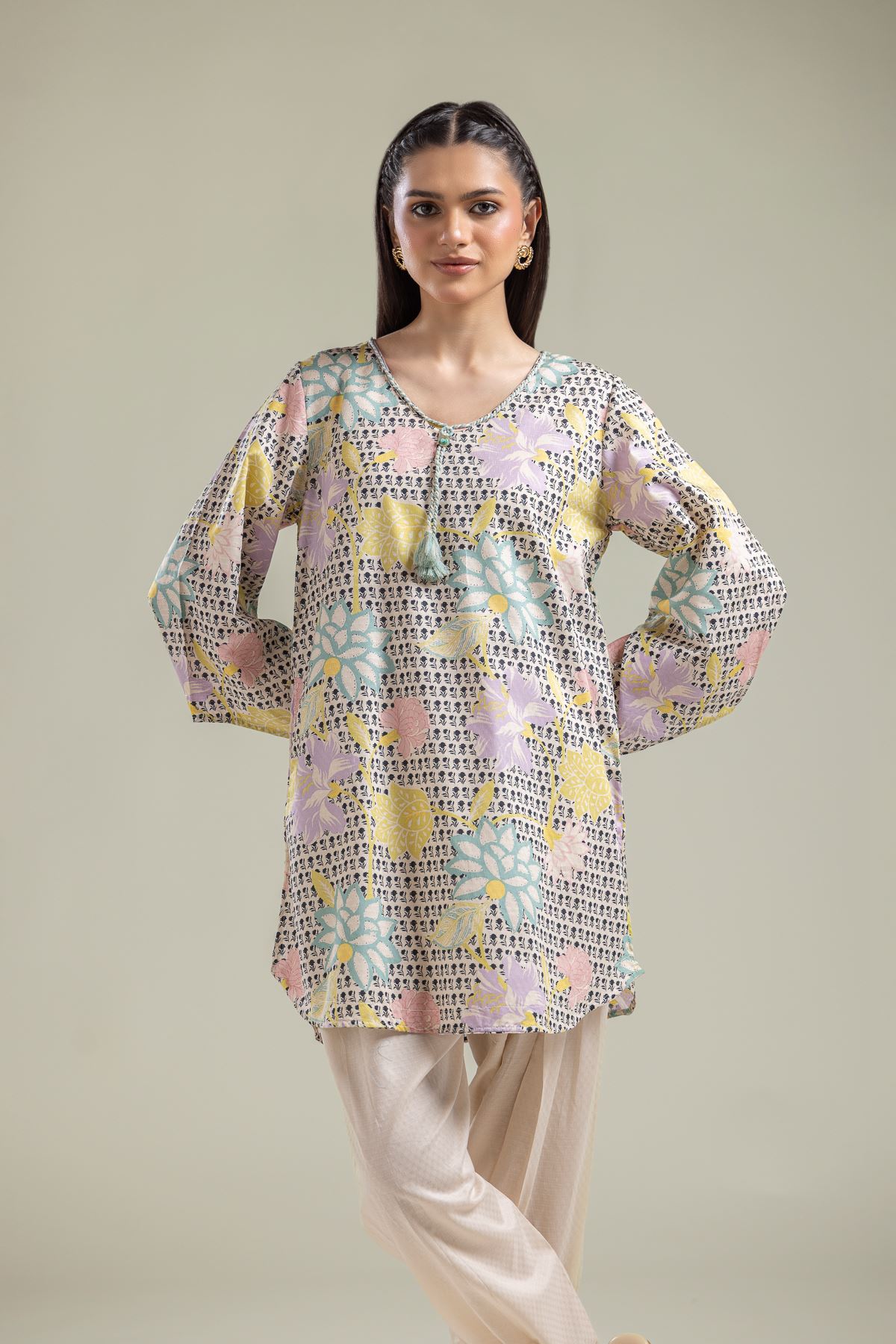 Printed Cotton Dobby Kurta - T-A112-26-120EA2-VG