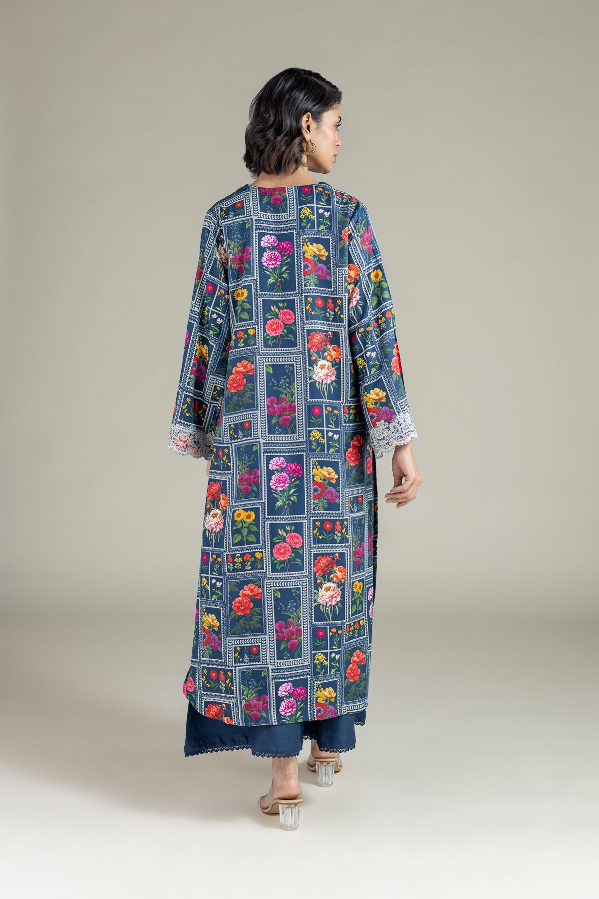Embroidered Marina Floral Geometric Kurta - 25-10-11E12-03TB-VG