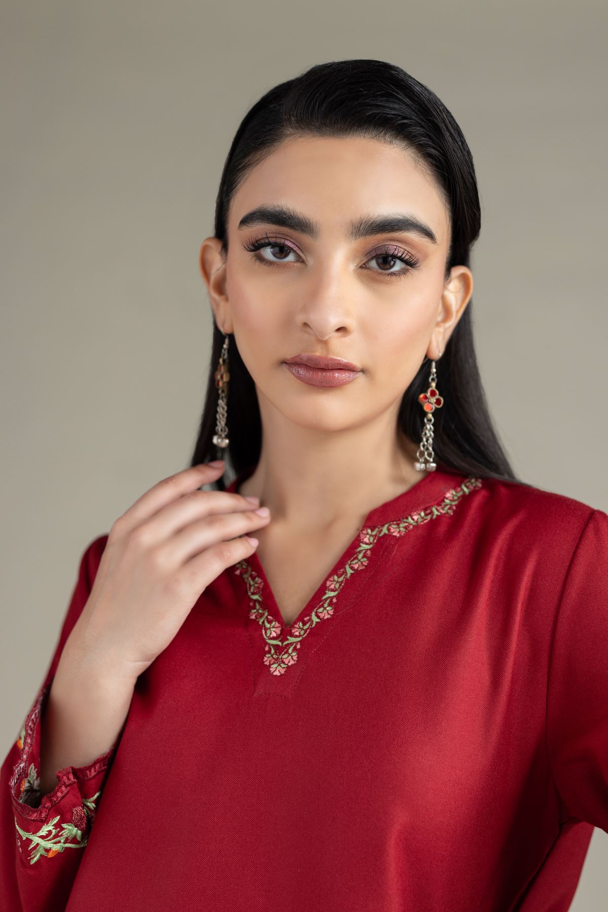 Embroidered Heavy Blended Viscose Kurta - 25-10-12E9-02TA-VG