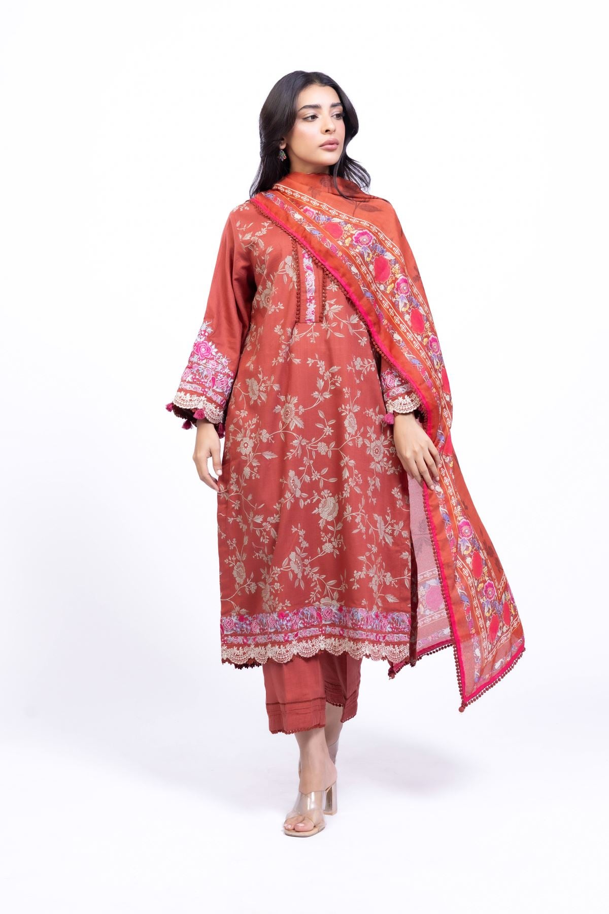 Printed Dobby Net Dupatta - 25-10-12E1-04TA-VG