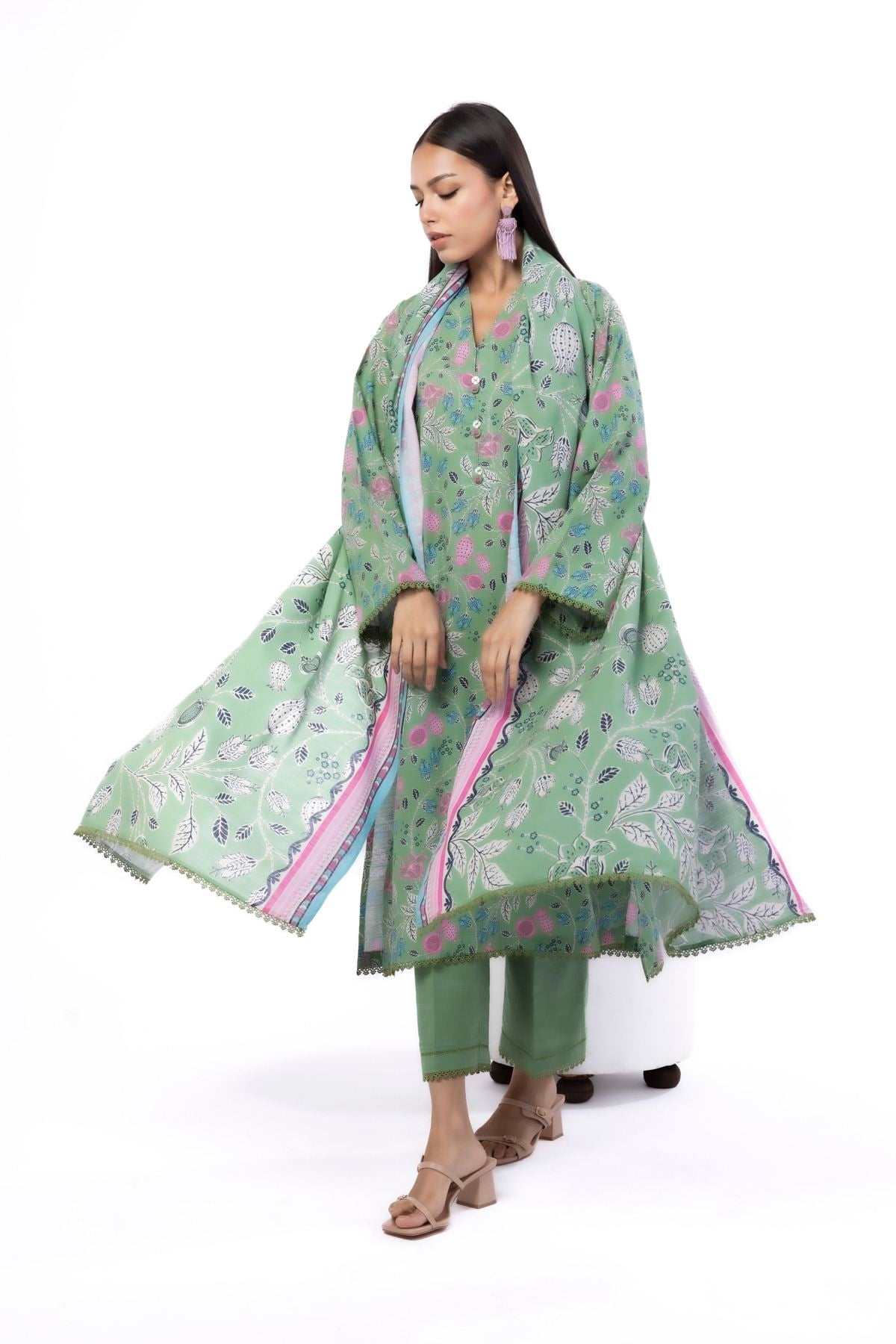 Printed Khaddar Fabrics 3 Piece - MT23A-VG