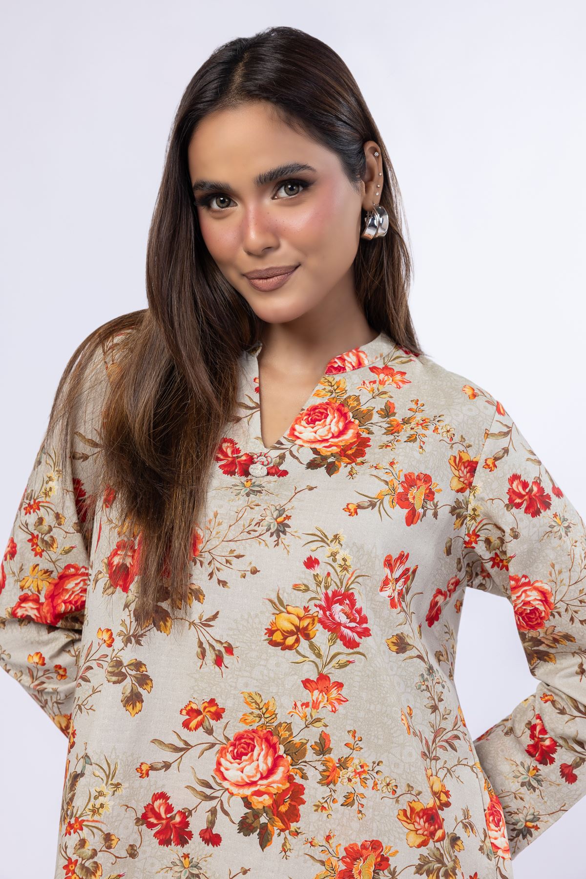 Printed Cotton Dobby Kurta - 25-07-7E9-03TA-VG