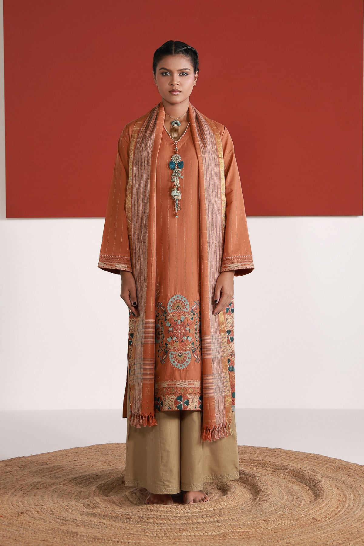 Yarn Dyed Handwoven Dupatta - 2-26-202-A-D-VG