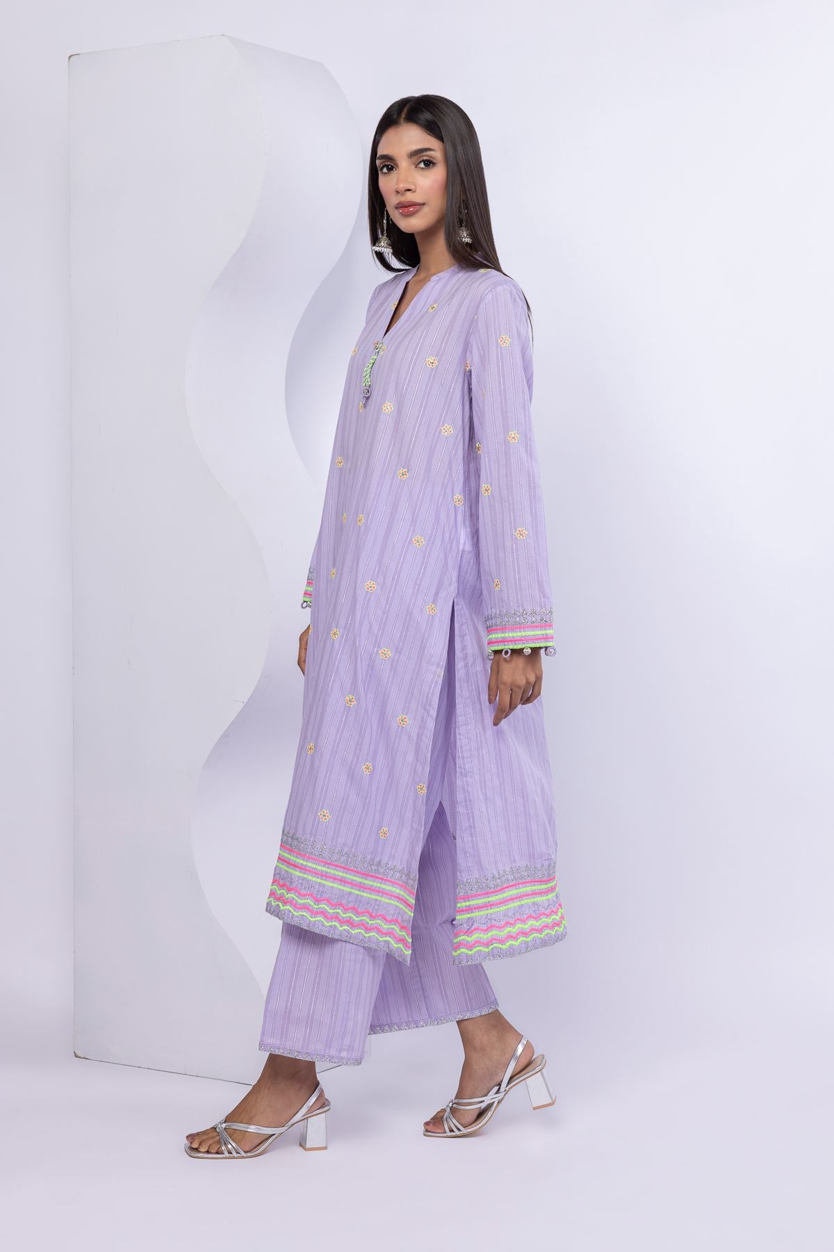 Embroidered Lurex Stripes Pants - SB25042B-VG