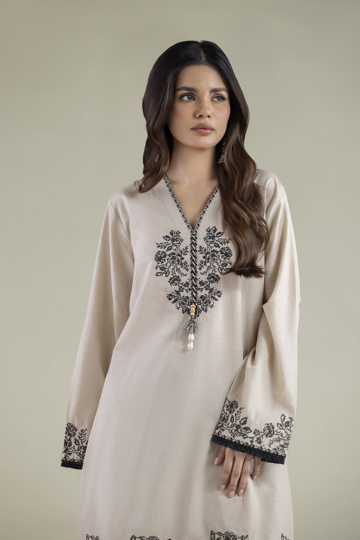 Embroidered Cambric Fabrics 2 Piece | Top and Bottom - 2-26-308-A-B1-VG