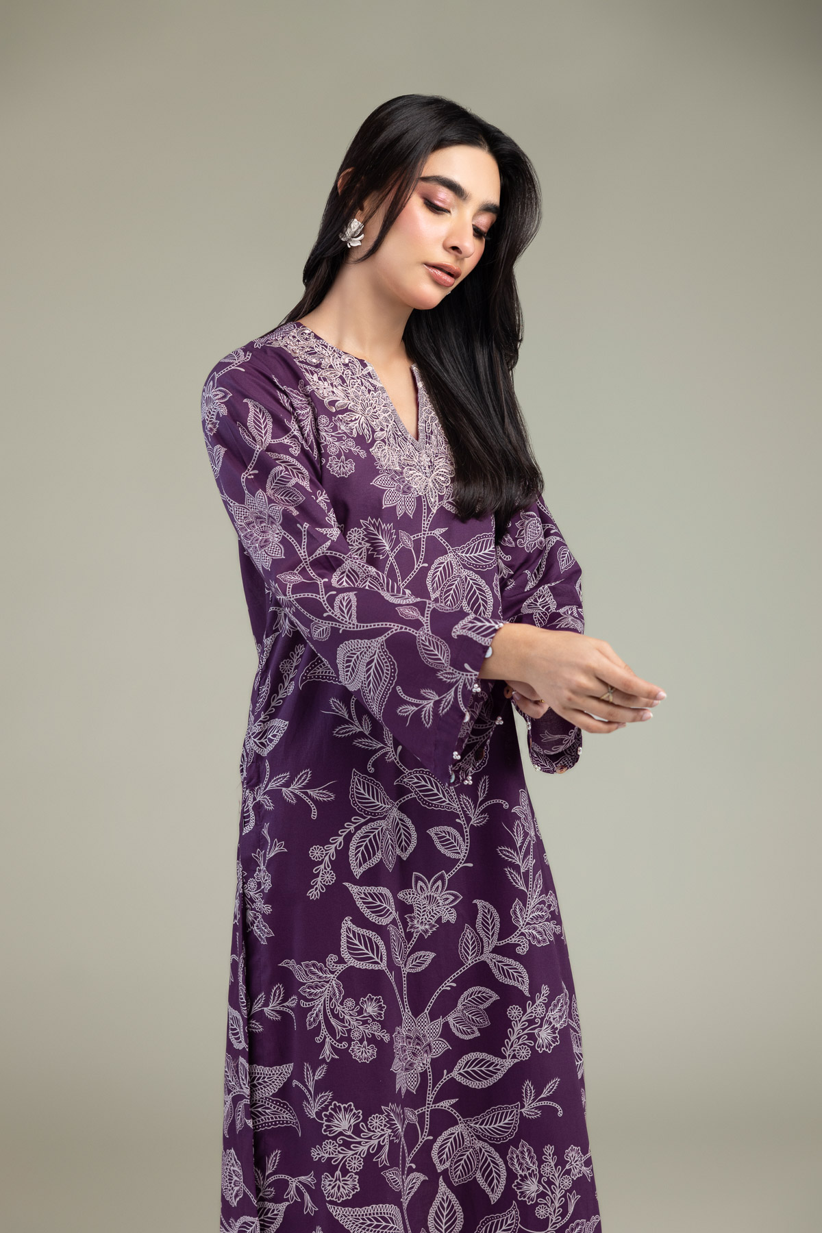 Embroidered Cambric Purple Cambric Kurta - 1-26-320-A-I2-VG