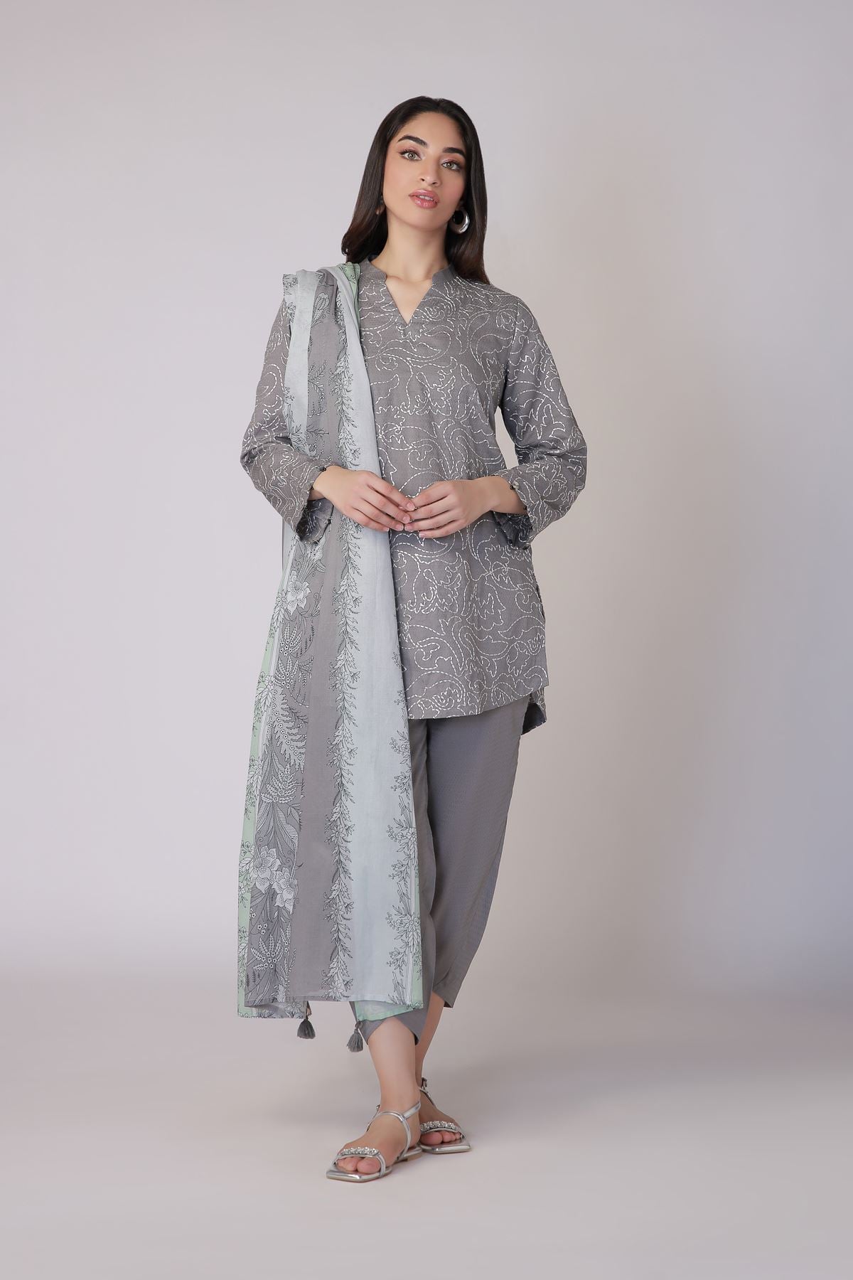 Printed Lawn Dupatta - 25-08-8E4-07TA-VG