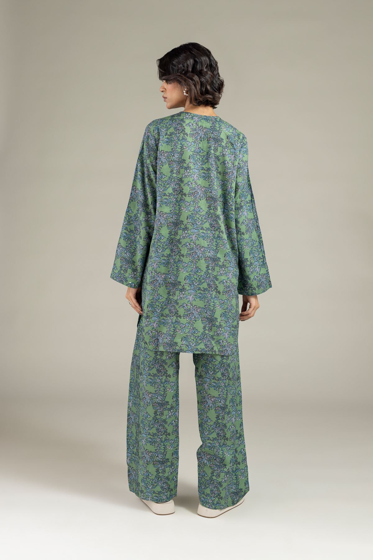 Printed Raw Silk Kurta - 25-10-12E9-02TA-VG