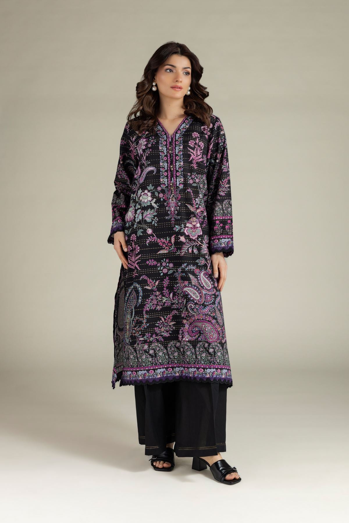 Printed Messuri Dobby Floral Co-ord Set - T-A112-26-116EF2-VG