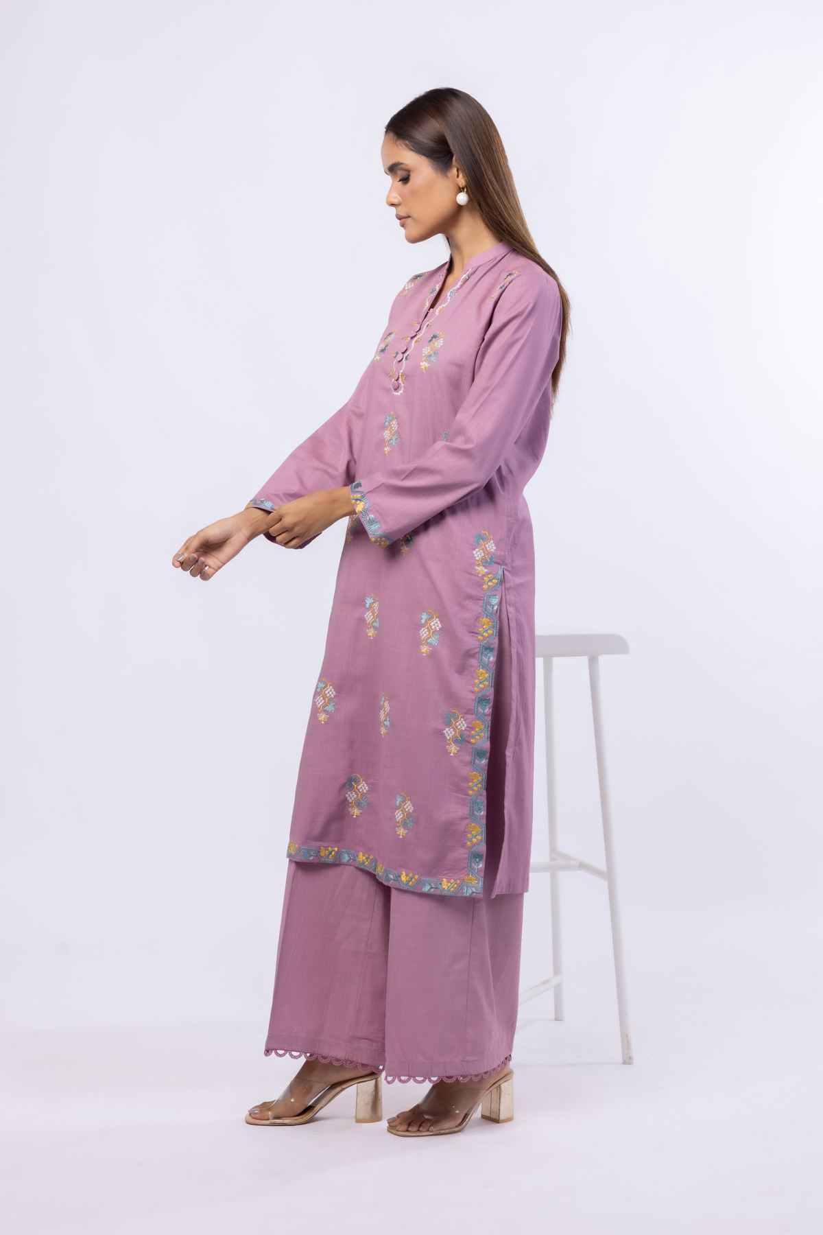 Embroidered Crosshatch Poplin Kurta - 25-09-9S3-03TA-VG