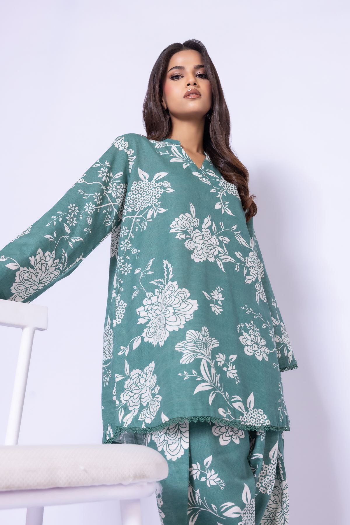 Printed Textured Cotton Kurta - 25-09-10E4-08TA-VG