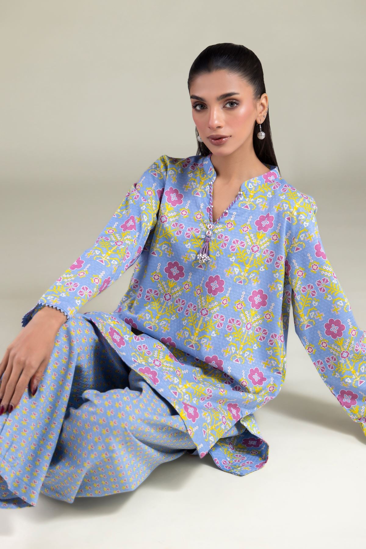 Printed Cotton Dobby Kurta - 25-00-X2-08TB-VG