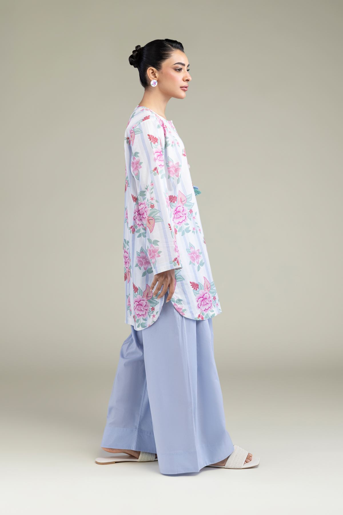 Printed Cambric Blue Cambric Pants - 1-26-202-A-F2-VG