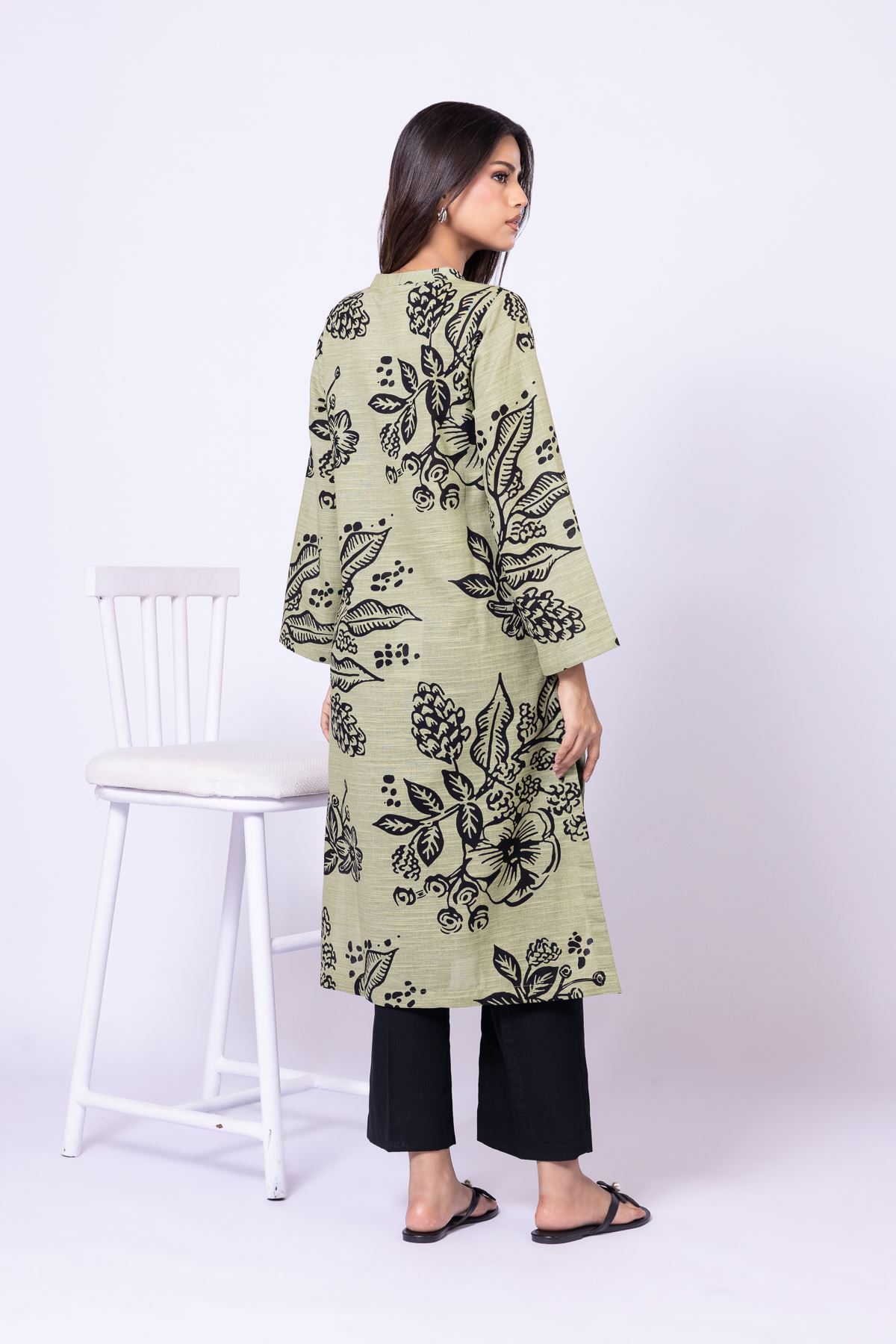 Printed Khaddar Kurta - 25-08-8E1-05TB-VG