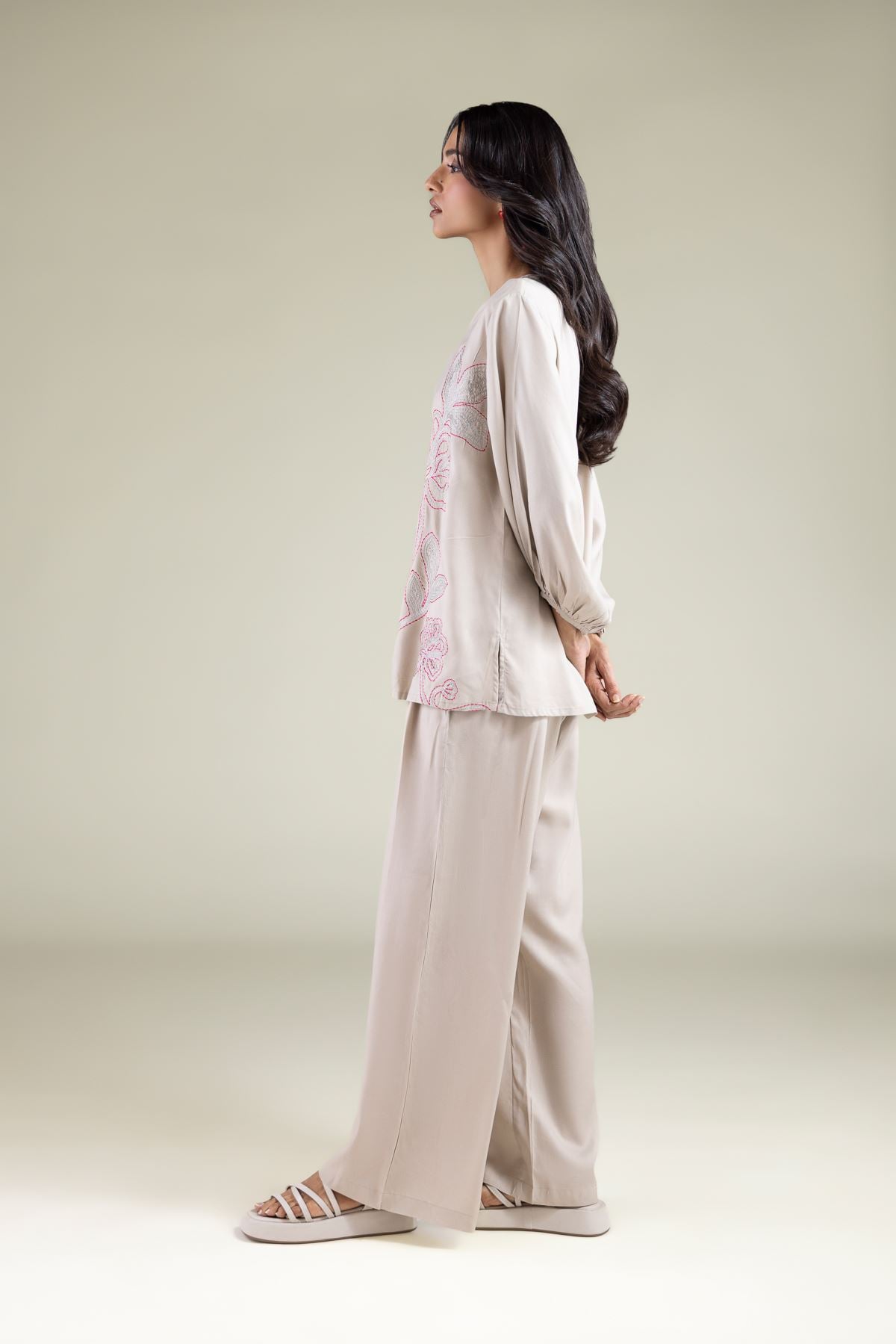 Embroidered Viscose Trousers - 6-26-105-A-G-VG