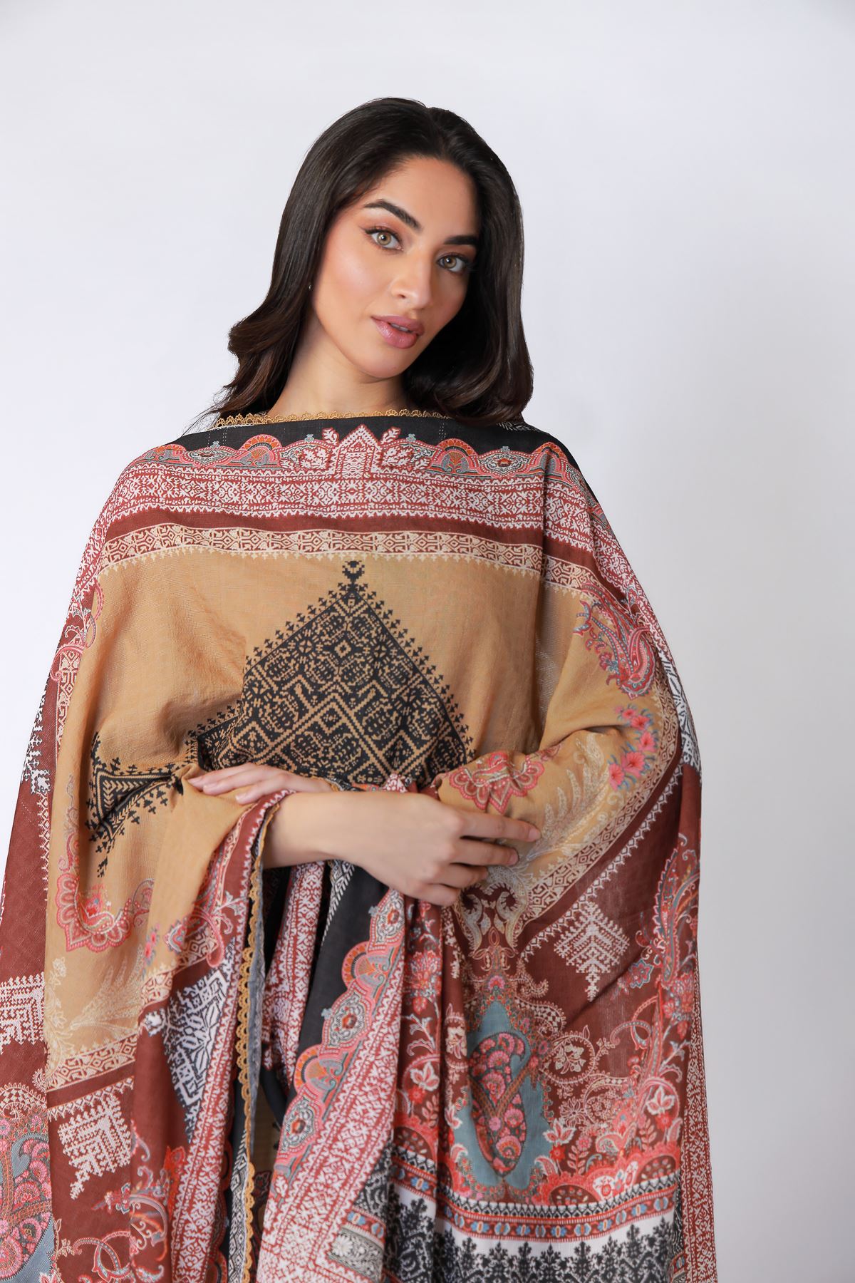 Printed Cotton Dobby Dupatta - 25-10-10S5-11TA-VG