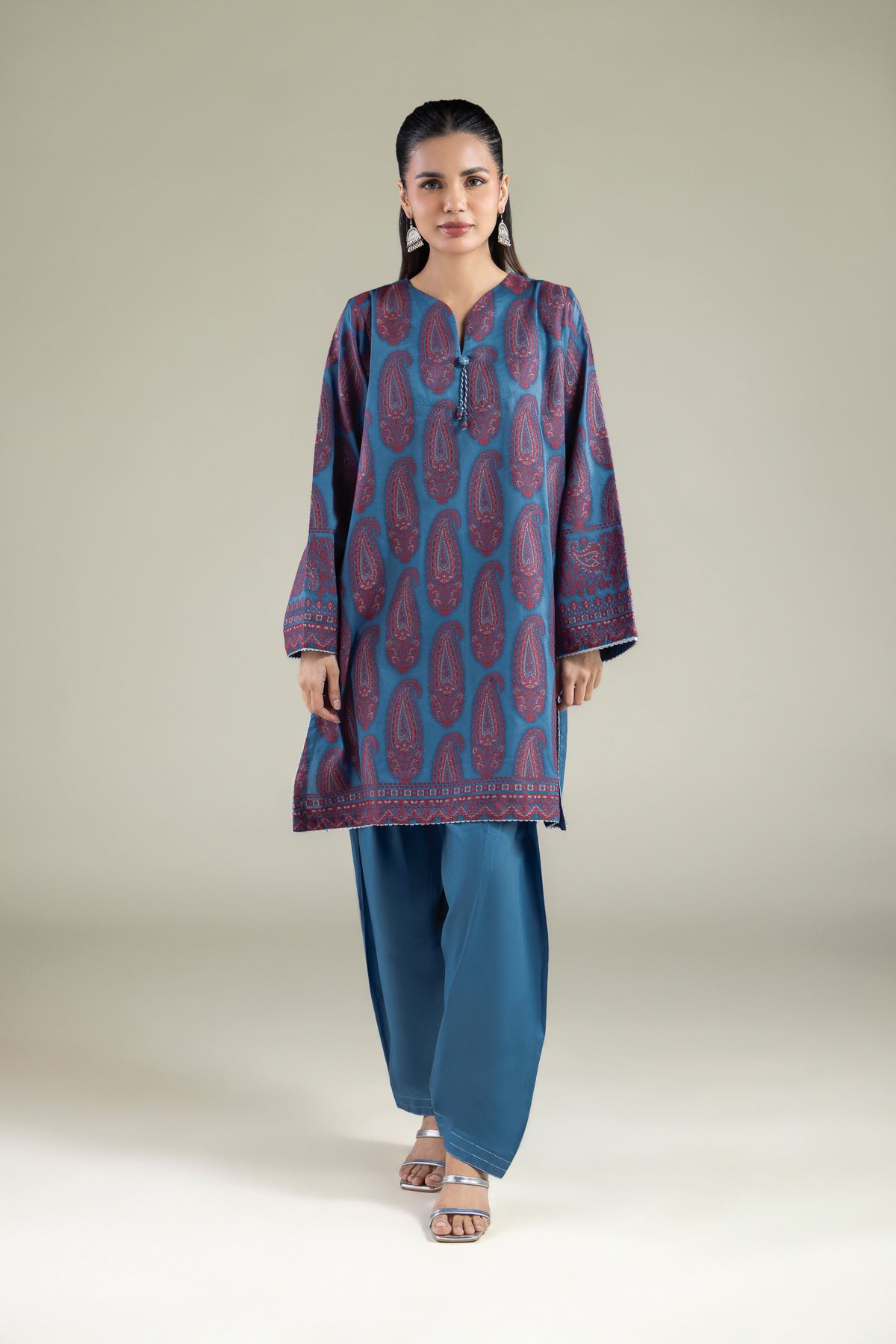 Dyed Jacquard Paisley Tailored Set - 26-02-1E13-02TA-VG