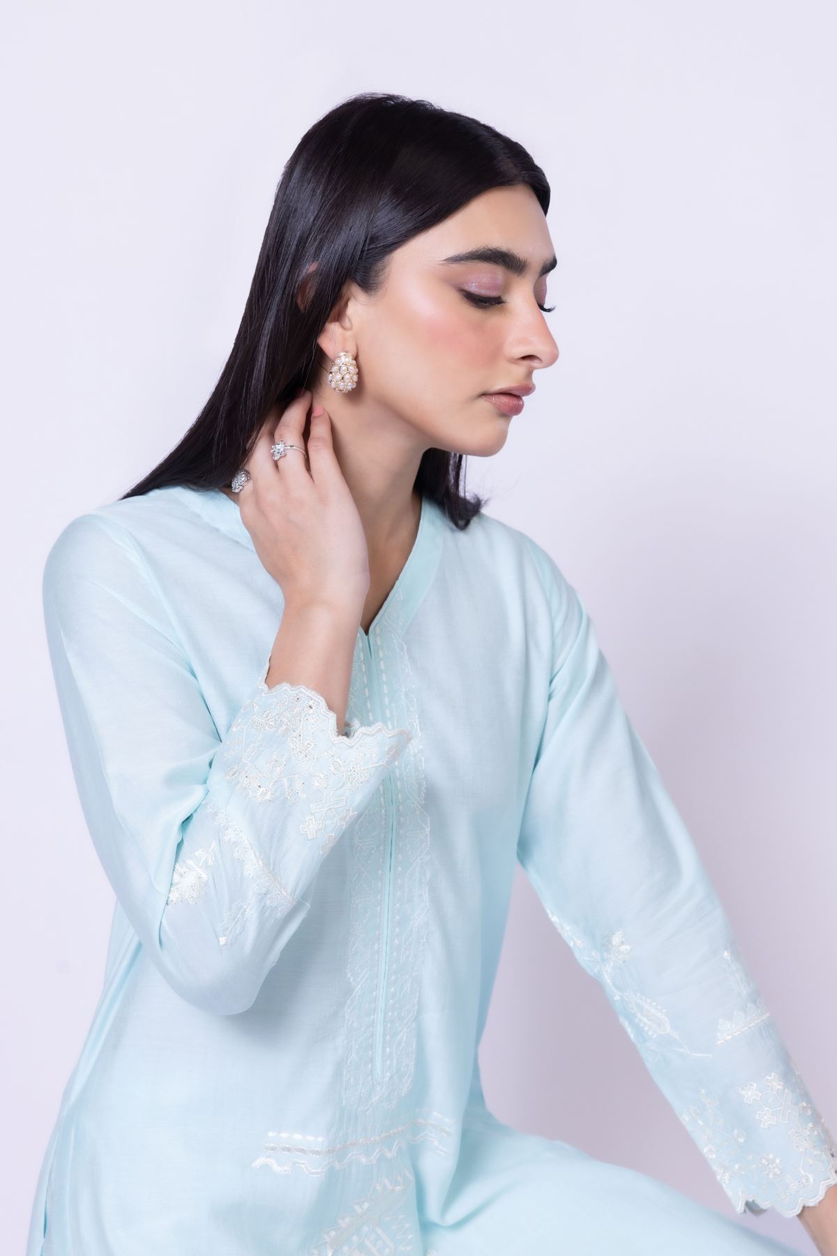 Embroidered Raw Silk Kurta - 1-26-130-A-B-VG
