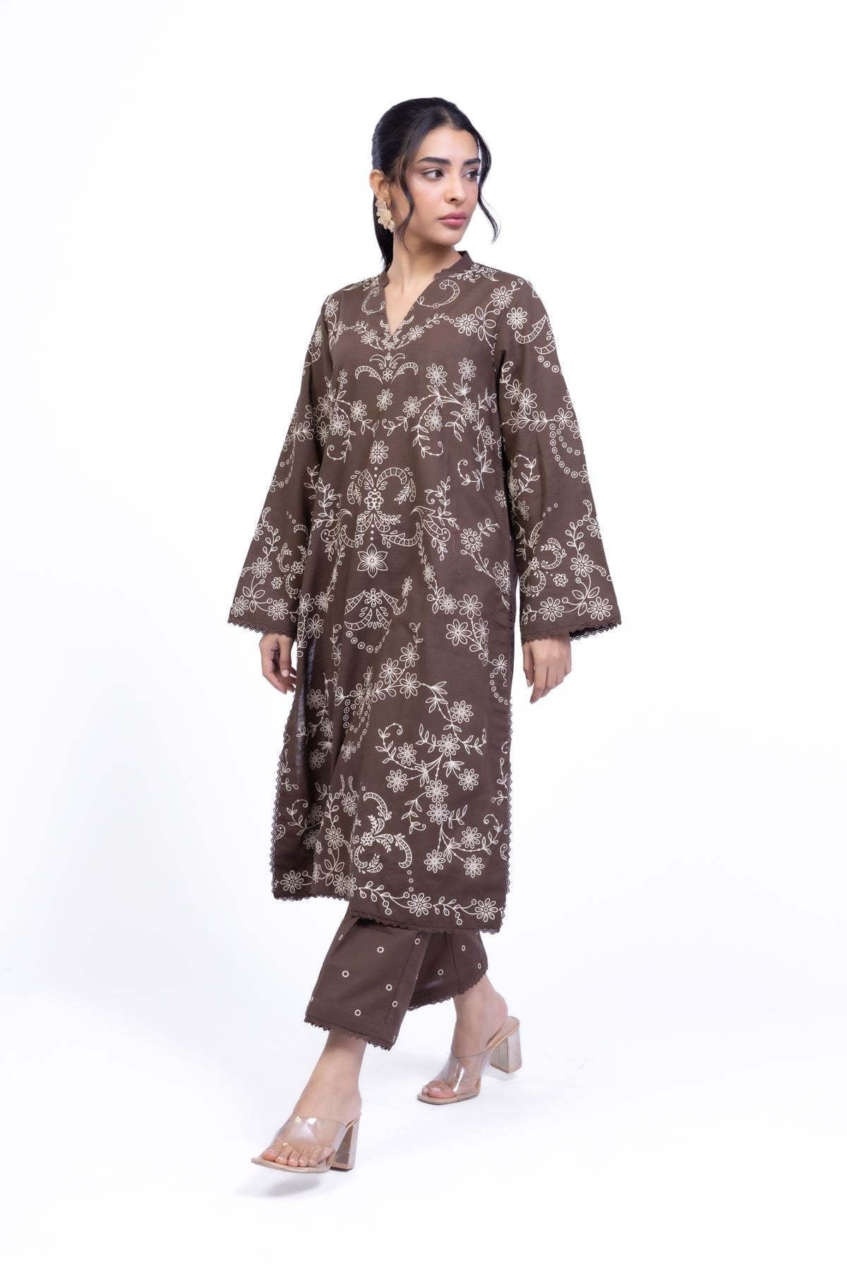 Printed Khaddar Kurta - 25-10-12E9-02TA-VG
