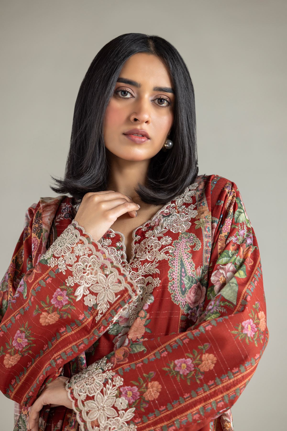 Embroidered Mesuri Fabrics 3 Piece - A22-26-123FB1-VG