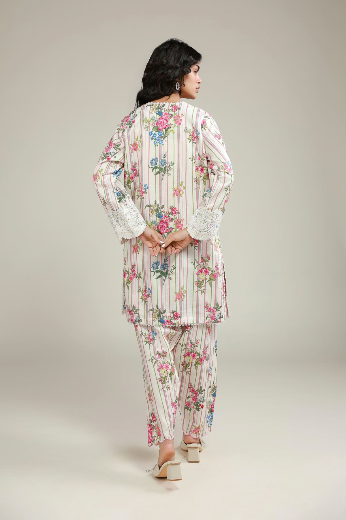 Embroidered Jacquard Printed Co-ord Set - T-A113-26-106EC2-VG