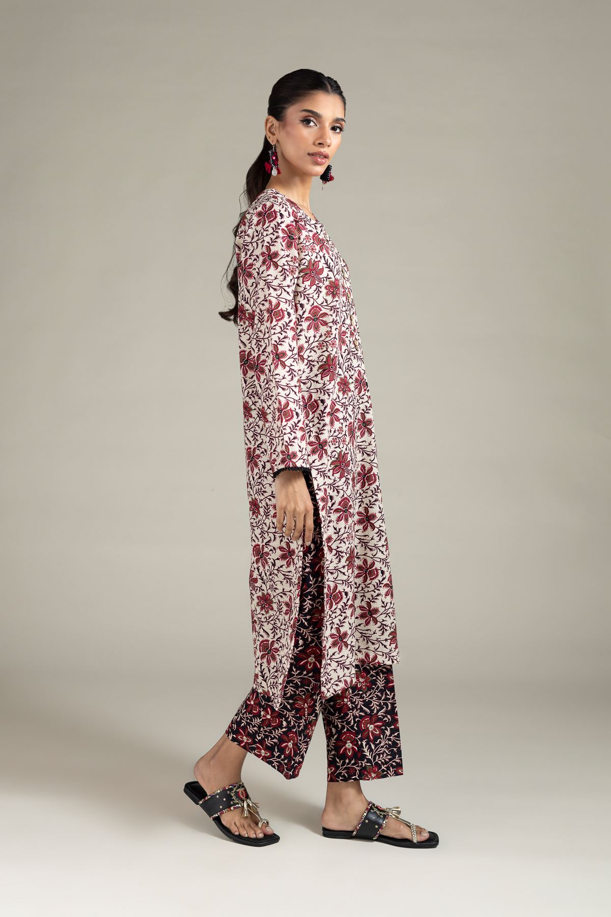Printed Khaddar Kurta - 25-10-12E9-02TA-VG