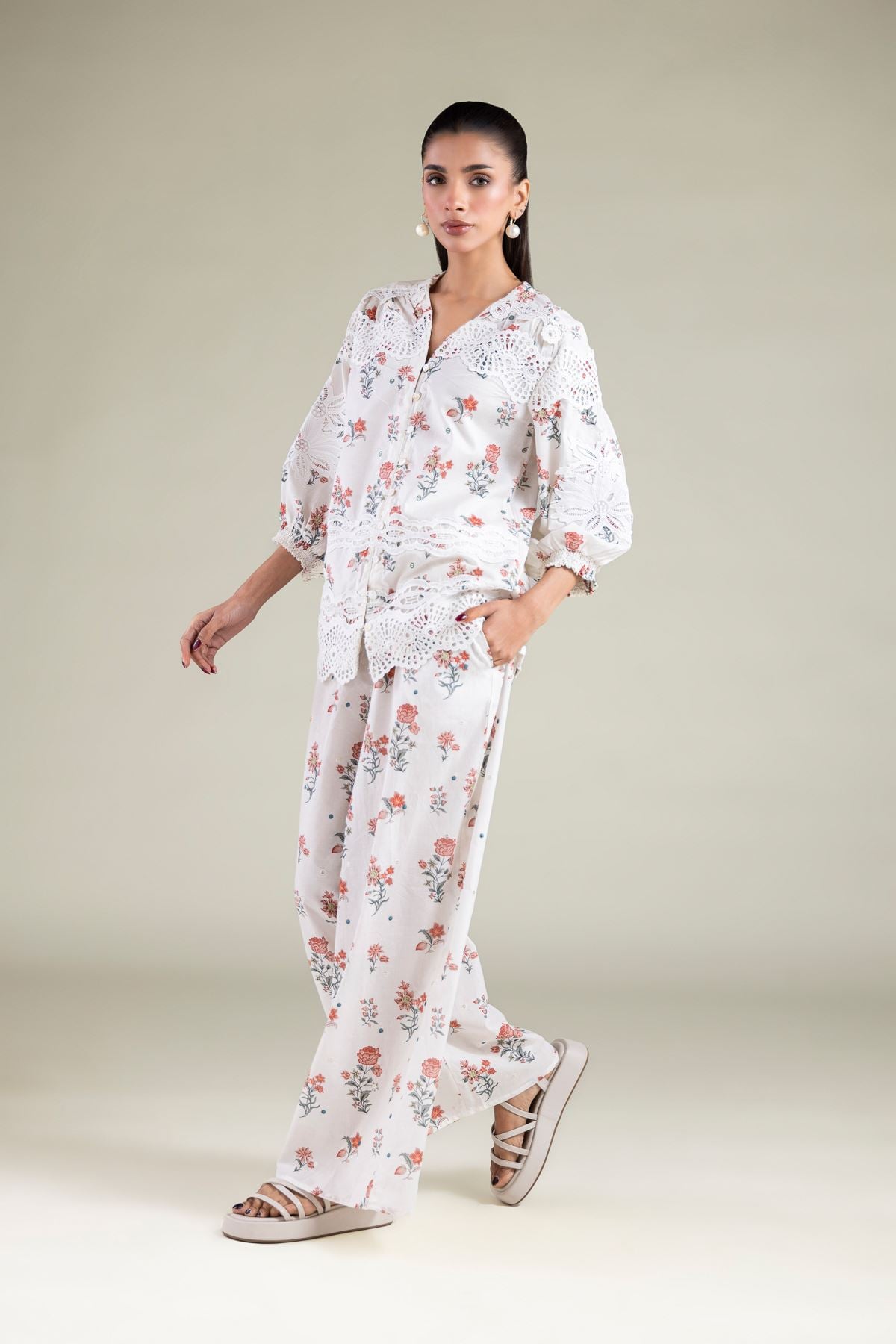 Embroidered Cambric Trousers - 6-26-106-A-E-VG