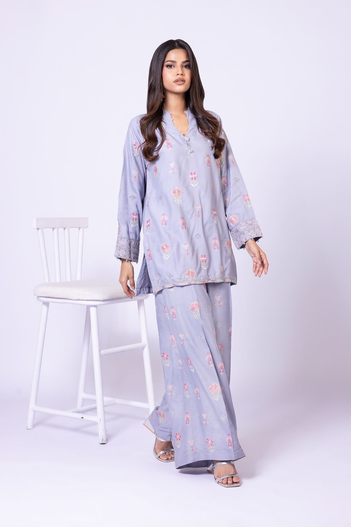 Embroidered Raw Silk Kurta - 25-10-12E9-02TA-VG