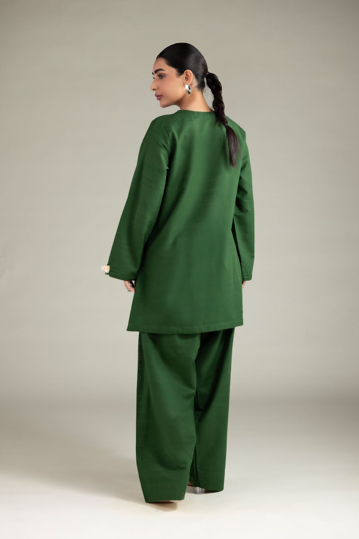 Dyed Textured Cotton Short Tassel Kurta - 1-26-114-A-B-VG