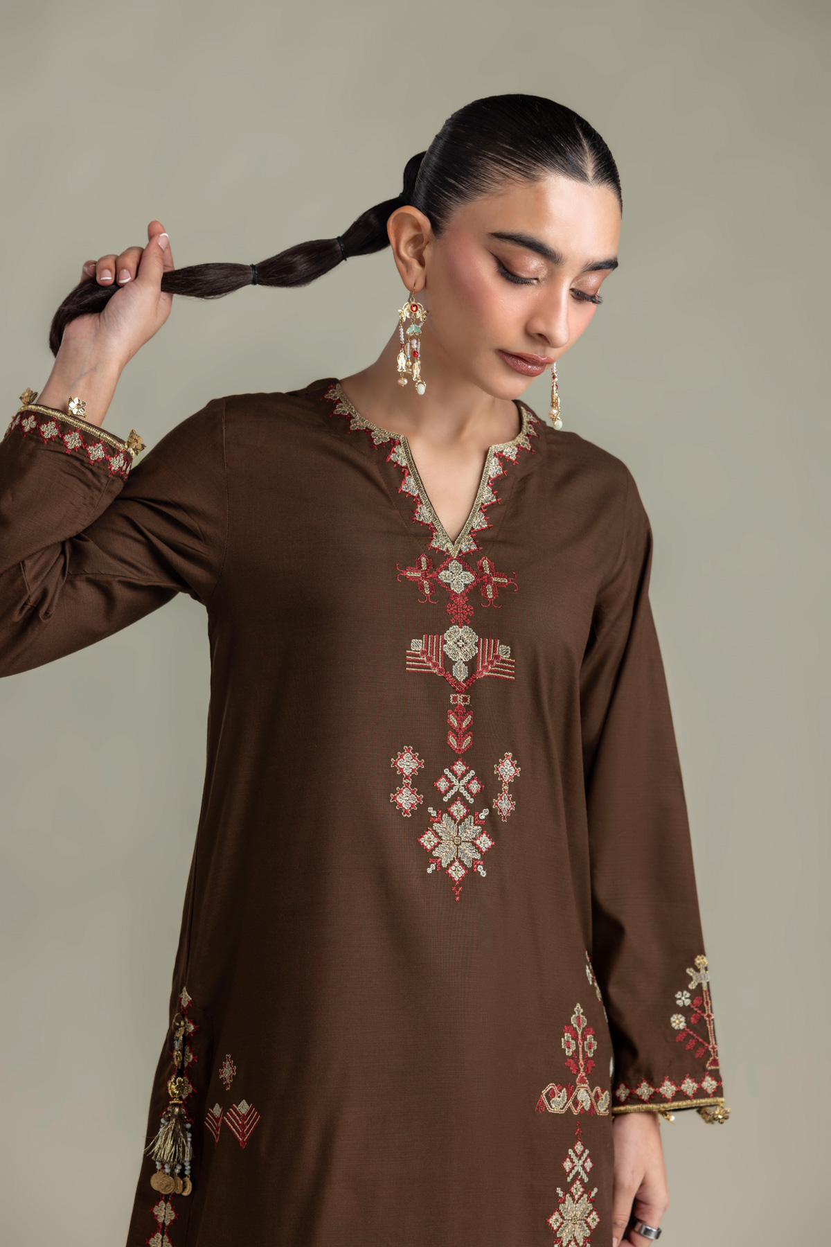 Embroidered Raw Silk Embroidered Silk Kurta - 2-26-418-A-H1-VG