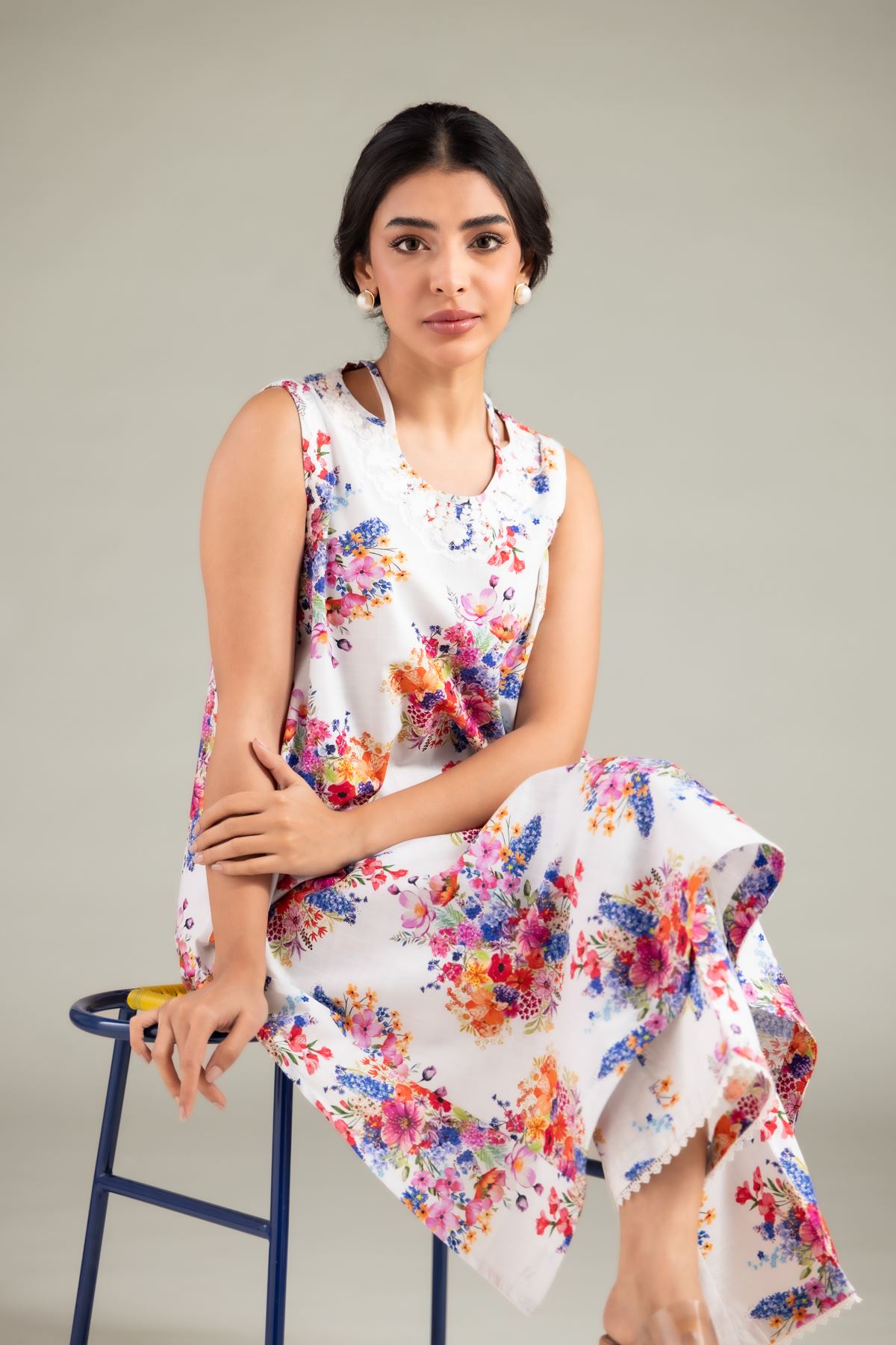 Embroidered Textured Cotton Kurta - 2-26-106-B-C-VG