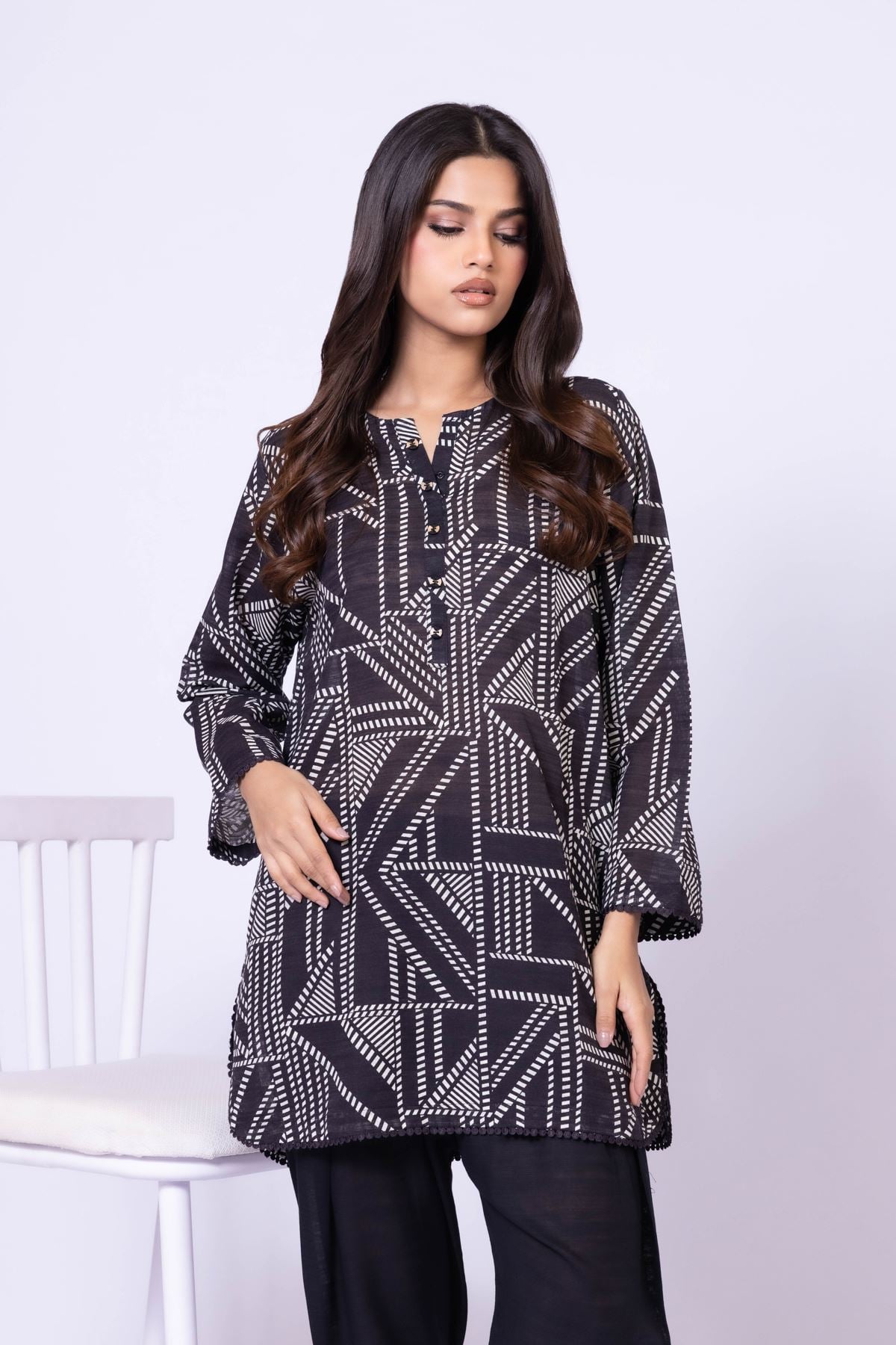 Printed Textured Cotton Kurta - OTD4-EX28-08TA-VG