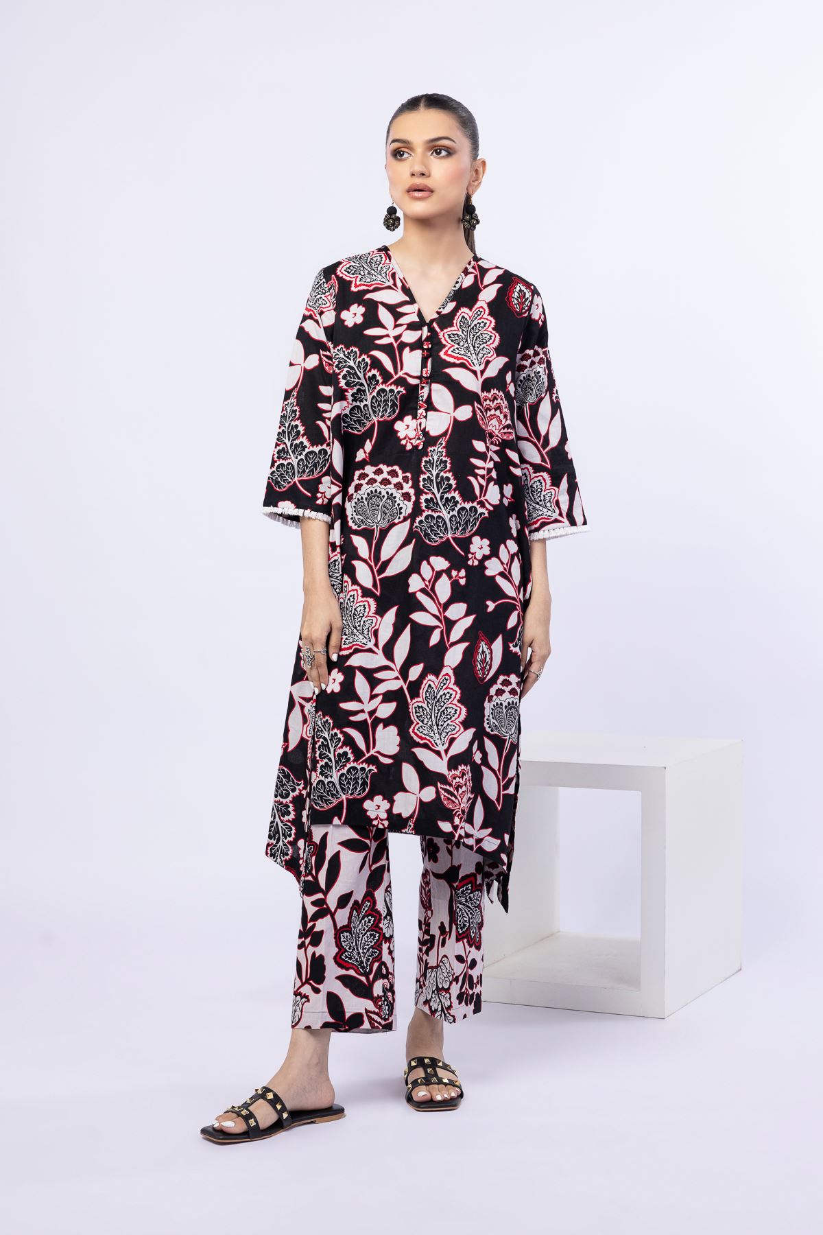 Printed Cotton Dobby Pants - 25-04E48-07TA-VG