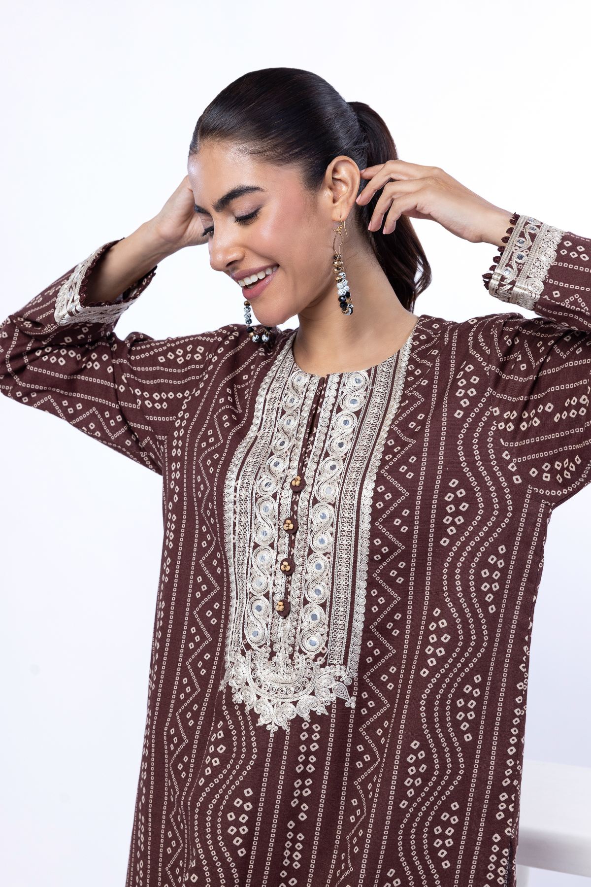 Embroidered Khaddar Fabrics 2 Piece | Top and Bottom - LKN72B-VG