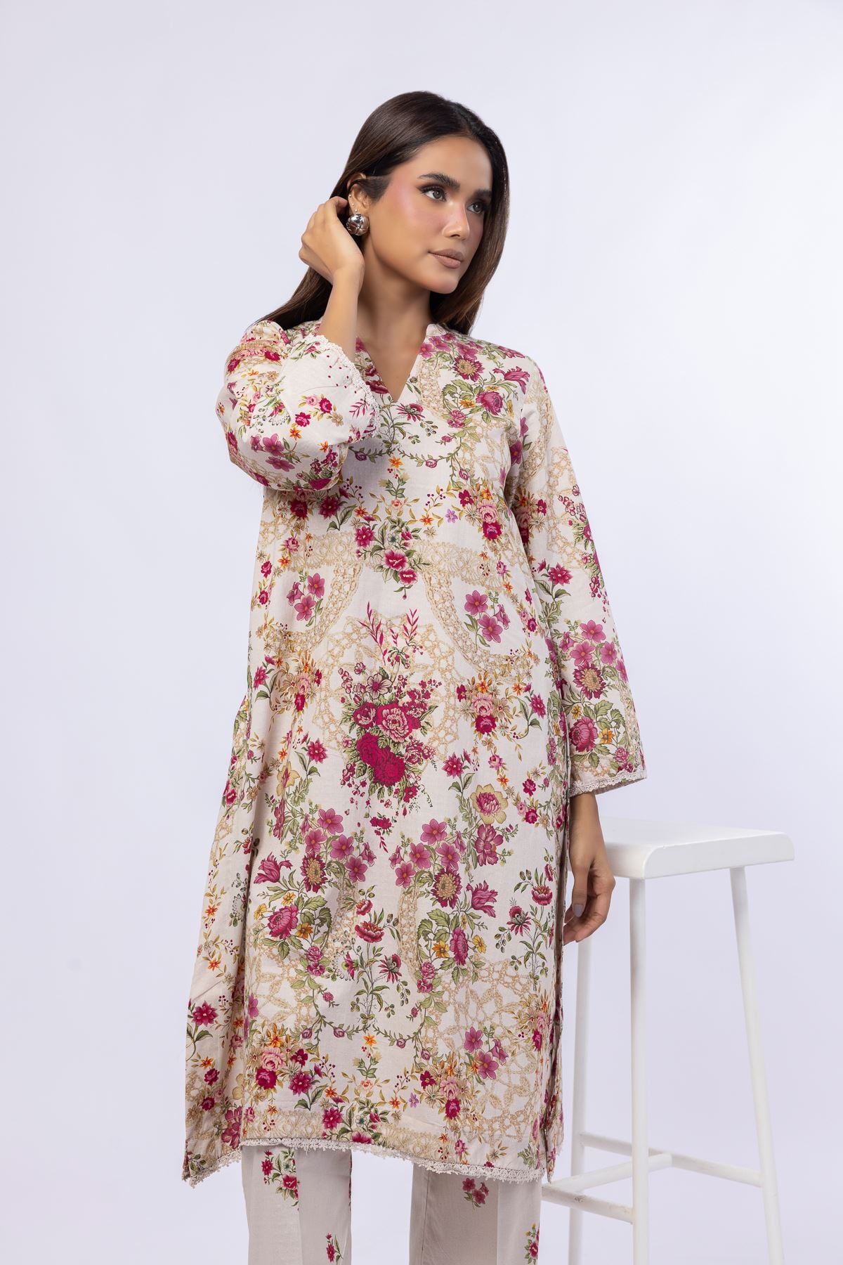 Printed Cotton Dobby Kurta - 25-10-12E5-09TA-VG
